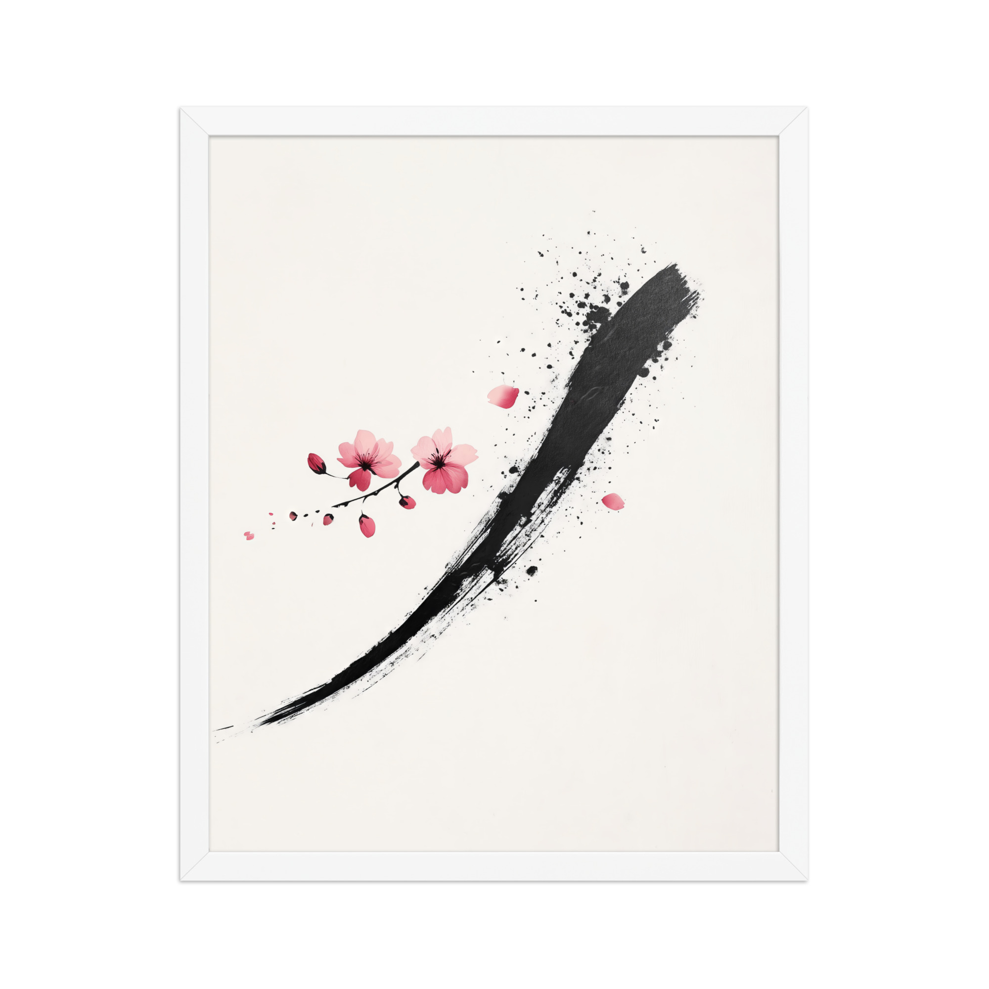 enhanced-matte-paper-framed-poster-in-white-16x20-front-68f9d16194504.jpg Zen Blossom Stroke — Minimal Cherry Blossom Sumi-e Brush Wall Art — Framed Poster - Image 13