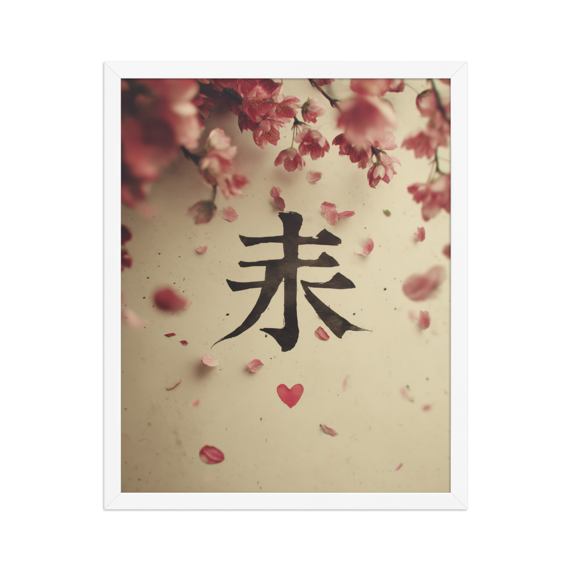 enhanced-matte-paper-framed-poster-in-white-16x20-front-68f9d29a6575a.jpg Sakura Love — Cherry Blossom, Japanese Calligraphy Wall Decor — Framed Poster - Image 21