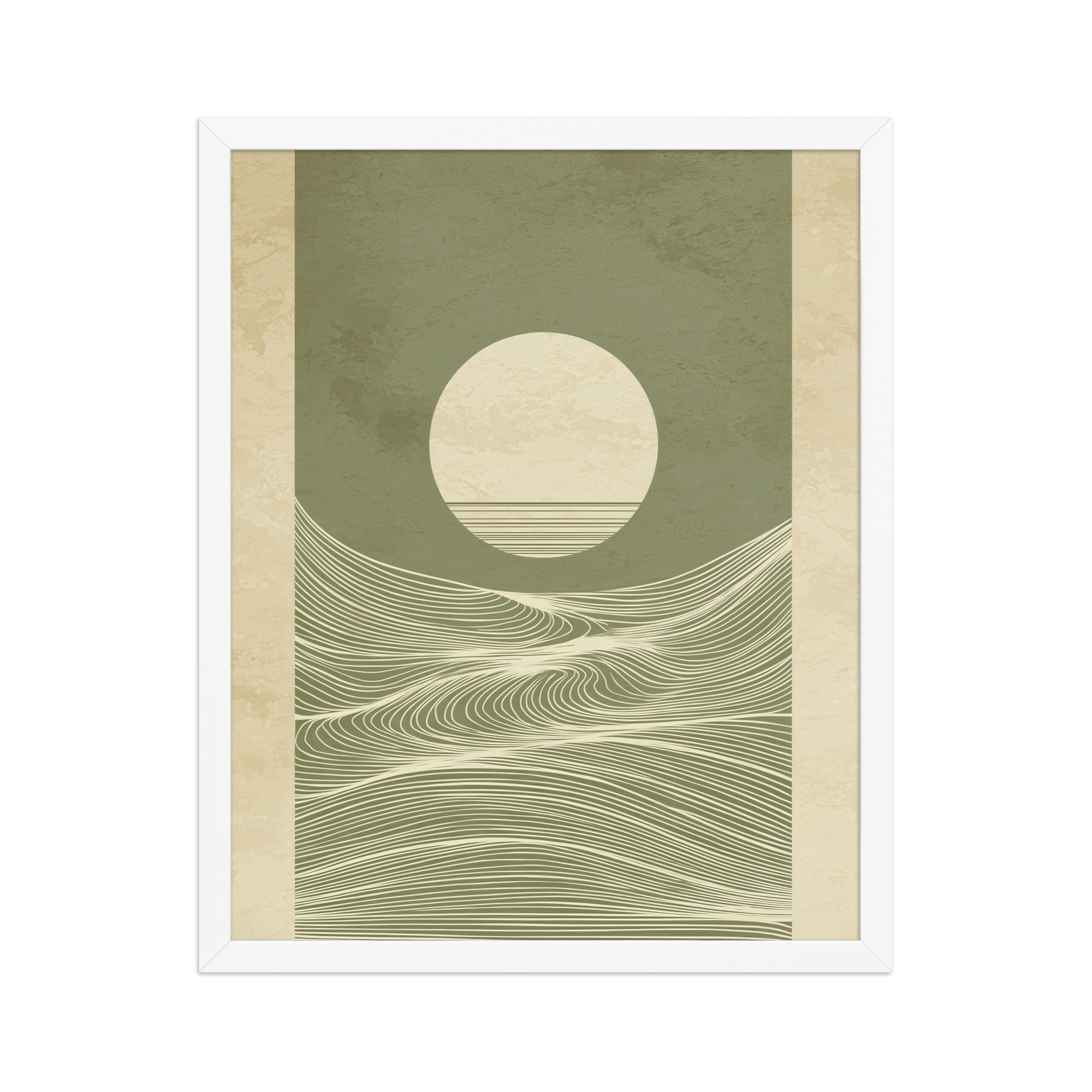enhanced-matte-paper-framed-poster-in-white-16x20-front-68f9f96705d9e.jpg Calm Currents and Rising Light — Minimalist Sun With Landscape Lines Wall Art — Framed Poster - Image 16