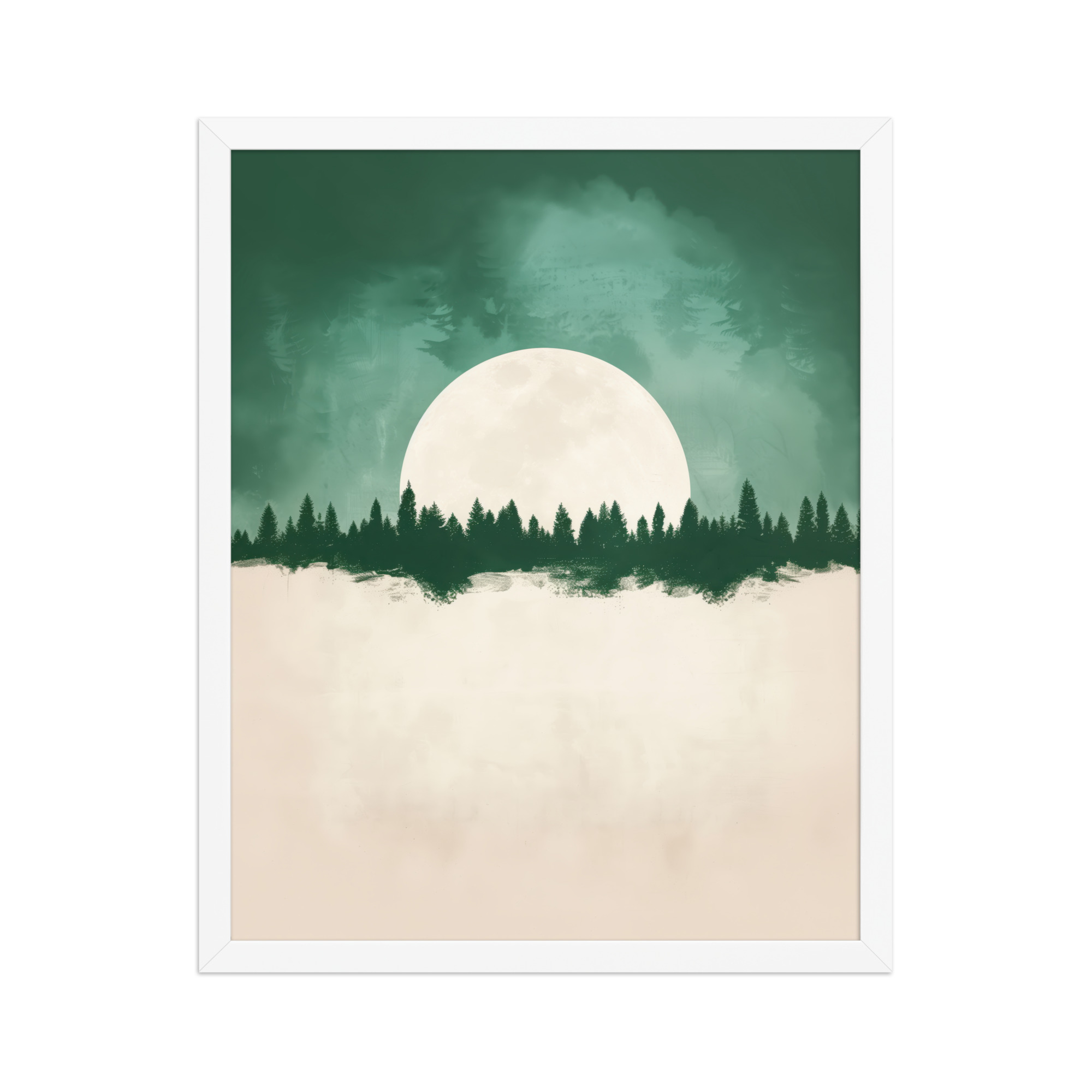enhanced-matte-paper-framed-poster-in-white-16x20-front-68f9fe4f6519f.jpg Forest Glow Under a Full Moon — Minimal Landscape Wall Decor — Framed Poster - Image 18