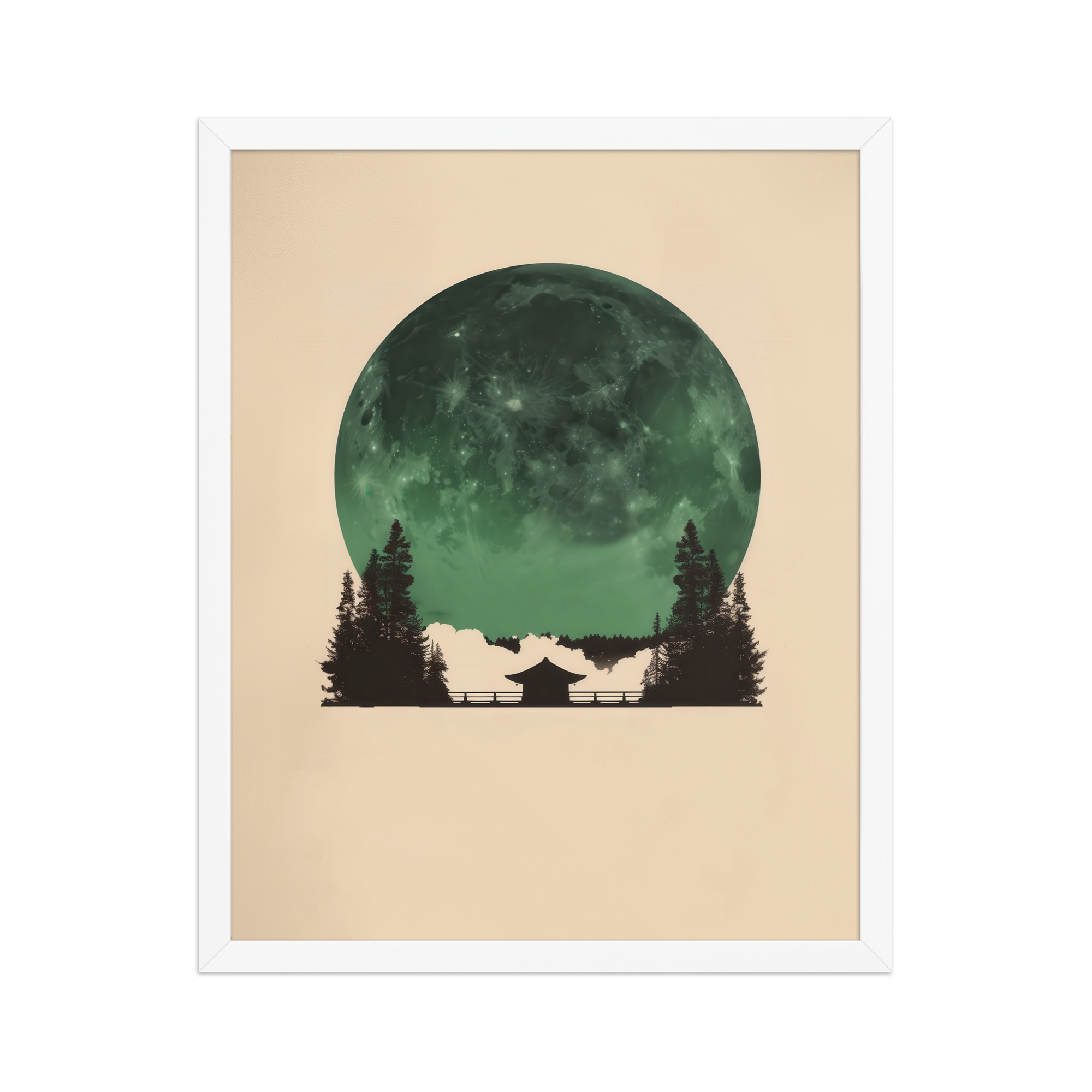enhanced-matte-paper-framed-poster-in-white-16x20-front-68f9ff10e4daf.jpg Emerald Moon Temple — Japandi Silhouette Wall Art — Framed Poster - Image 21