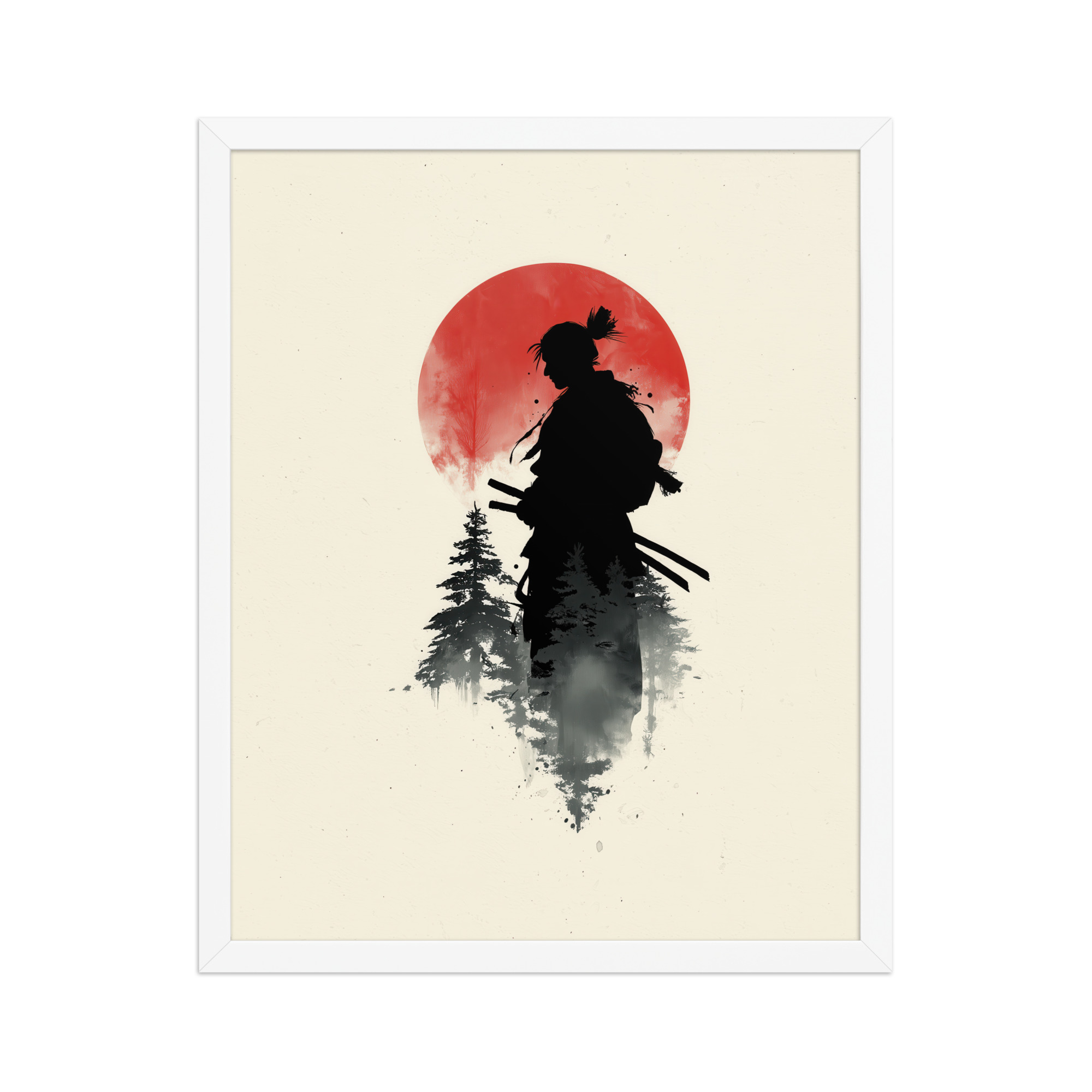 enhanced-matte-paper-framed-poster-in-white-16x20-front-68fa15d3598fd.jpg Silent Watch Samurai II – Minimalist Japandi Samurai Minimal Japanese Decor – Framed Poster - Image 21