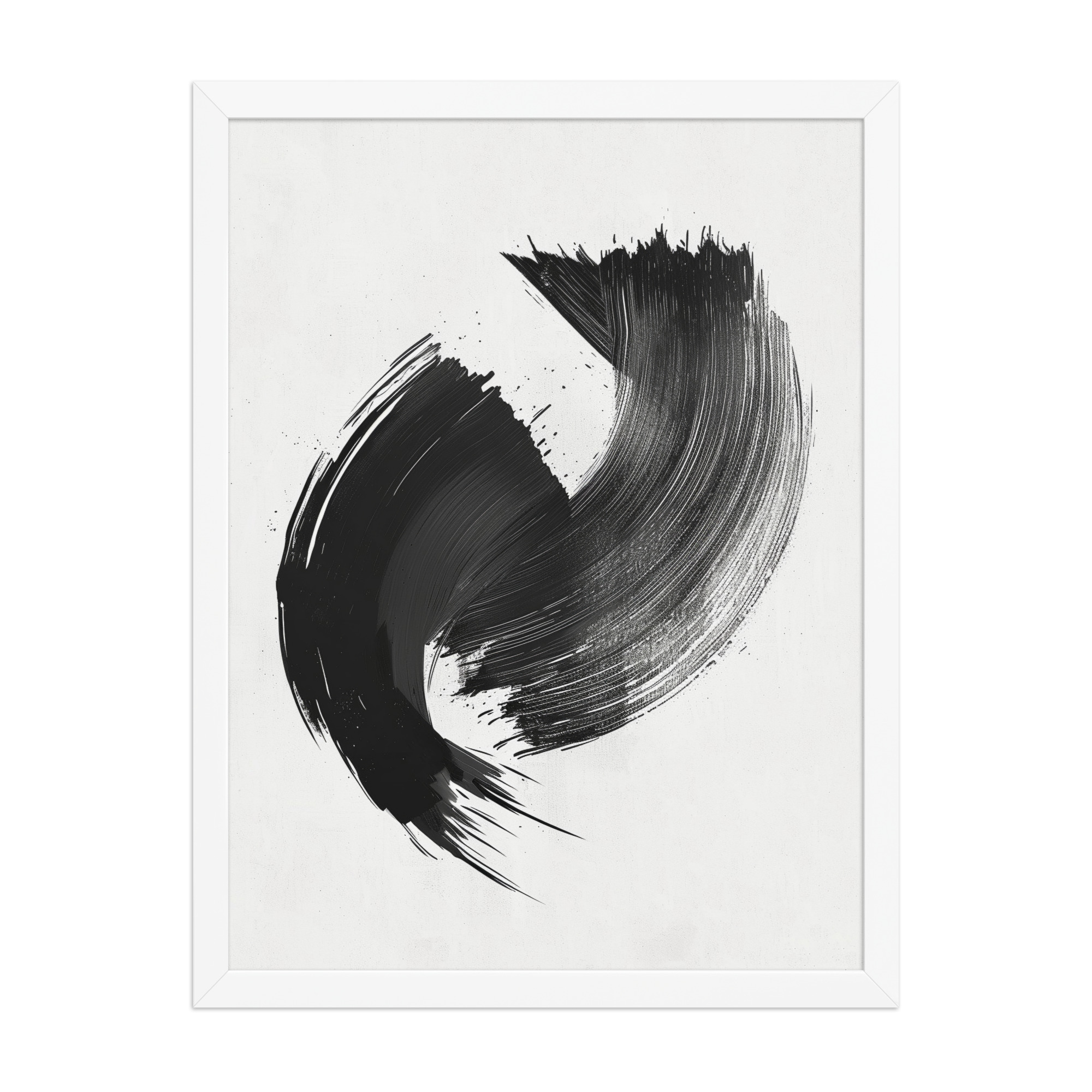 enhanced-matte-paper-framed-poster-in-white-18x24-front-68f88ea6d3fb1.jpg Brushstroke Swirl — Zen Sumi-e Ink Abstract Wall Decor — Framed Poster - Image 17