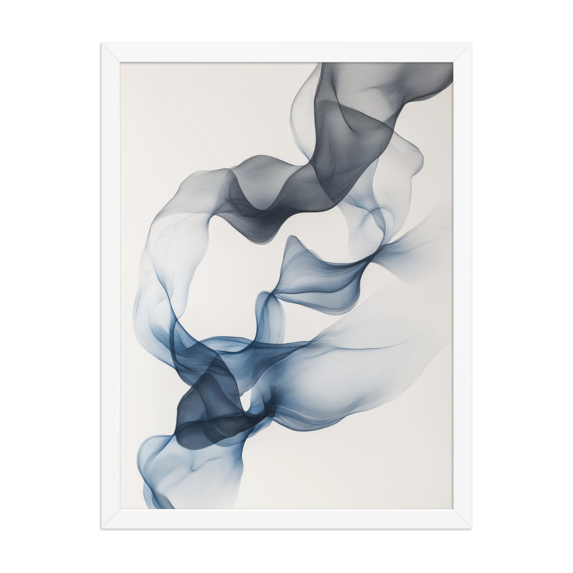 enhanced-matte-paper-framed-poster-in-white-18x24-front-68f890a75edfb.jpg Ethereal Smoke Dance — Floating Blue-Grey Ribbon Abstract Wall Art — Framed Poster - Image 6