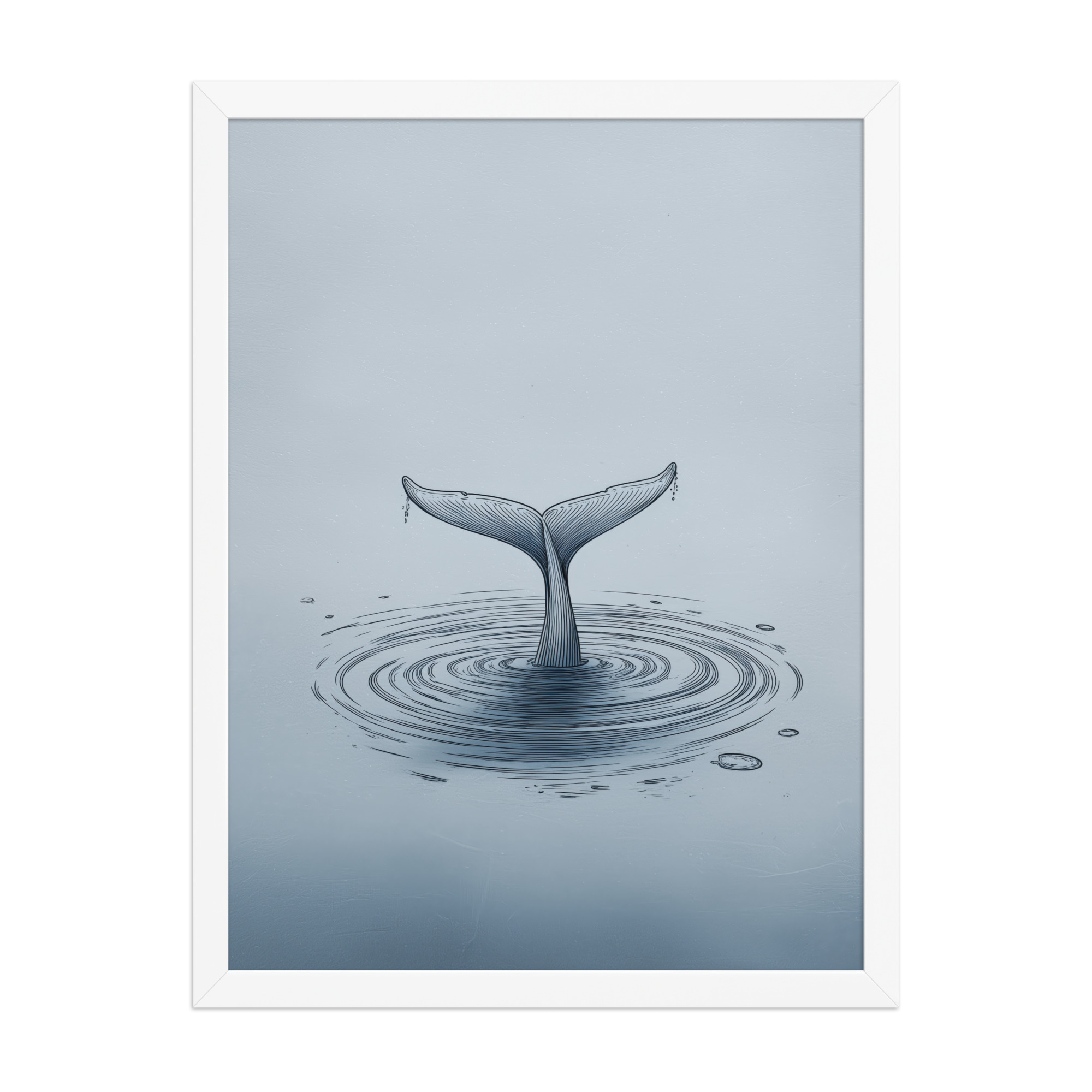 enhanced-matte-paper-framed-poster-in-white-18x24-front-68f8b841e20ae.jpg Ripple Beneath – Whale Tail Surfacing Minimal Ocean Wall Art in Cool Blues — Framed Poster - Image 22