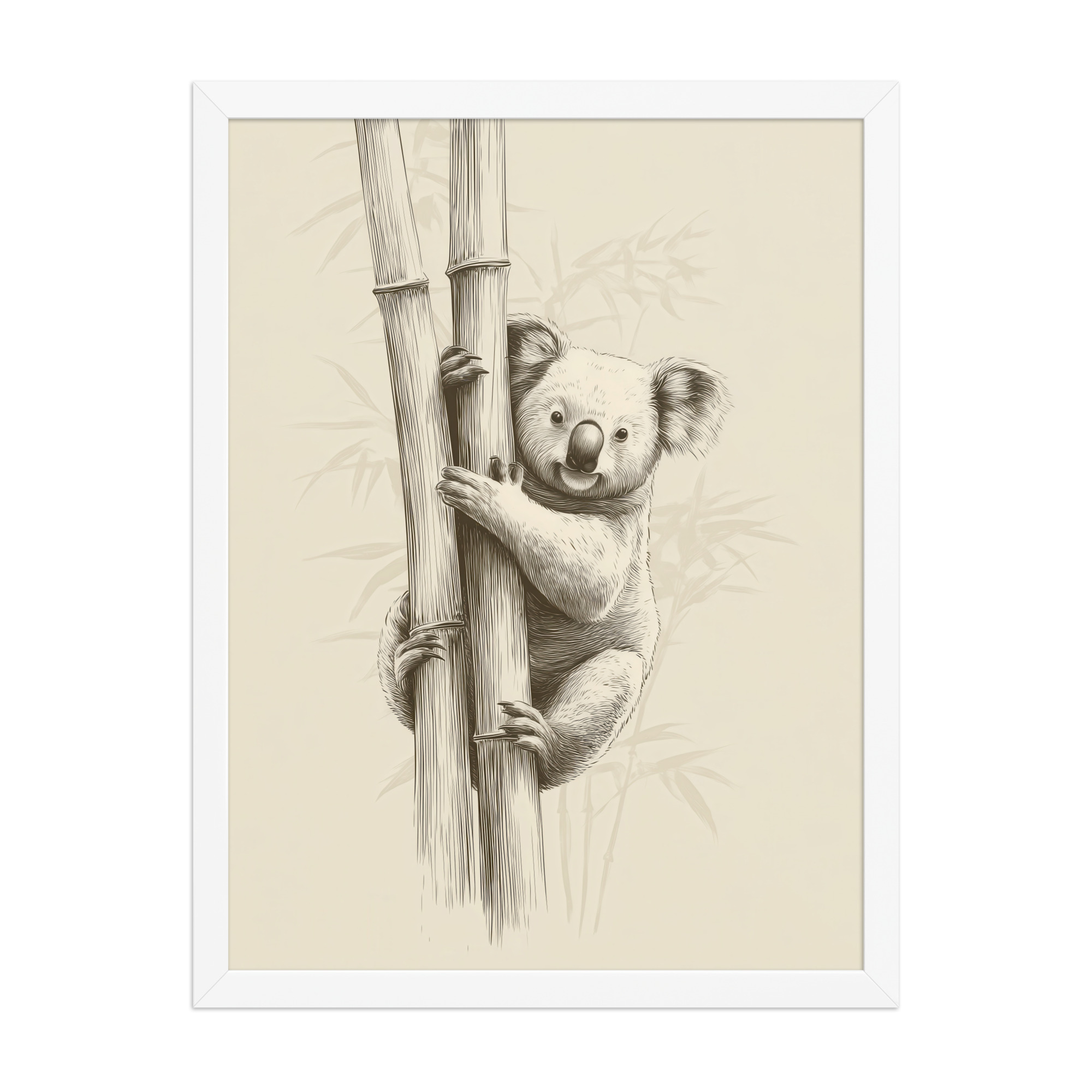 enhanced-matte-paper-framed-poster-in-white-18x24-front-68f8bef312887.jpg Koala Bamboo I — Koala Illustration in Warm Neutrals Wall Decor — Framed Poster - Image 22