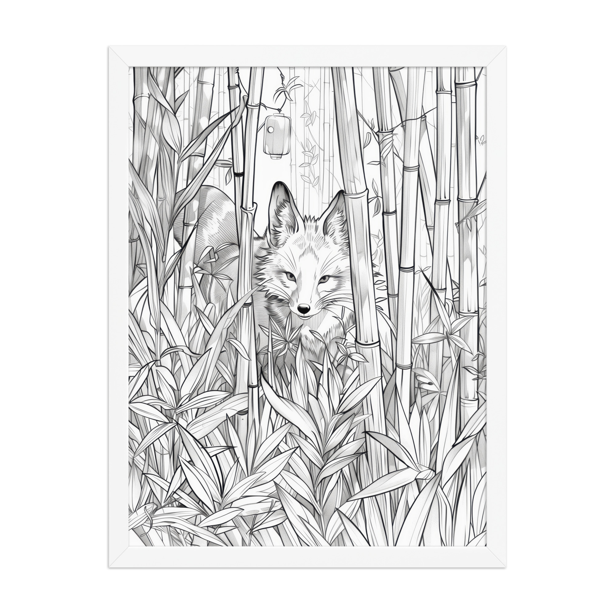 enhanced-matte-paper-framed-poster-in-white-18x24-front-68f903bc160fb.jpg Fox Spirit in Bamboo Forest — Fox Among Bamboo Wall Decor — Framed Poster - Image 22