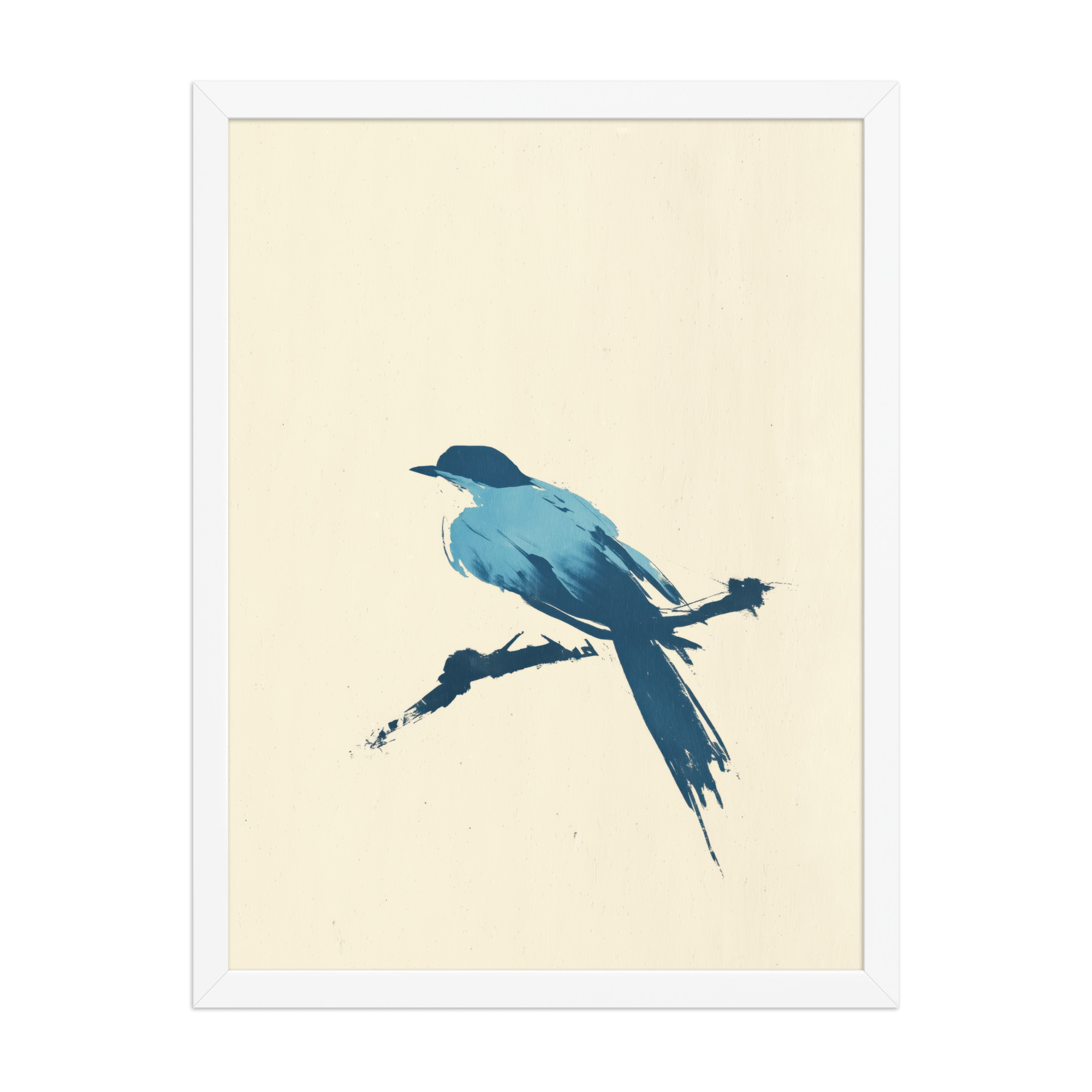 enhanced-matte-paper-framed-poster-in-white-18x24-front-68f906d592500.jpg Bluebird Perch — Minimal Brush Bird on Branch Wall Decor — Framed Poster - Image 22