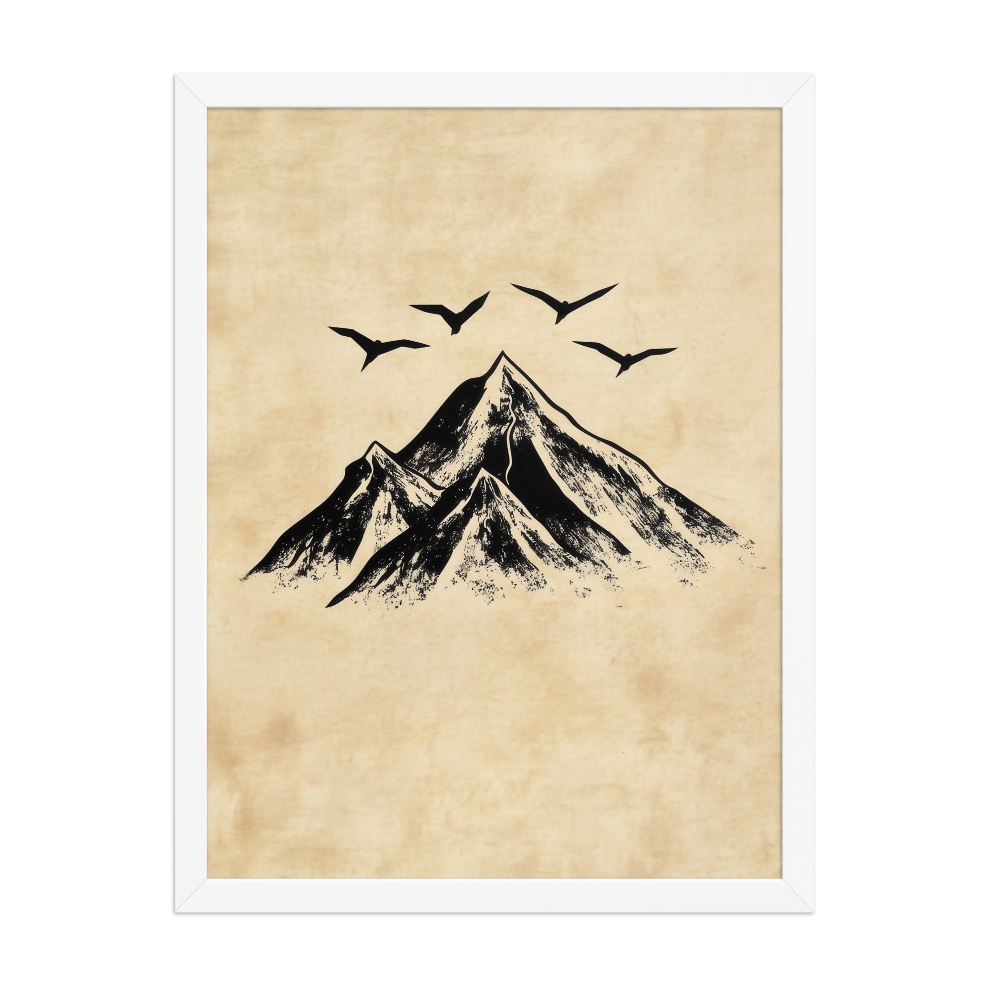 enhanced-matte-paper-framed-poster-in-white-18x24-front-68f91cab2cc6c.jpg Four Peaks in Ink — Mountain Landscape Wall Art — Framed Poster - Image 17