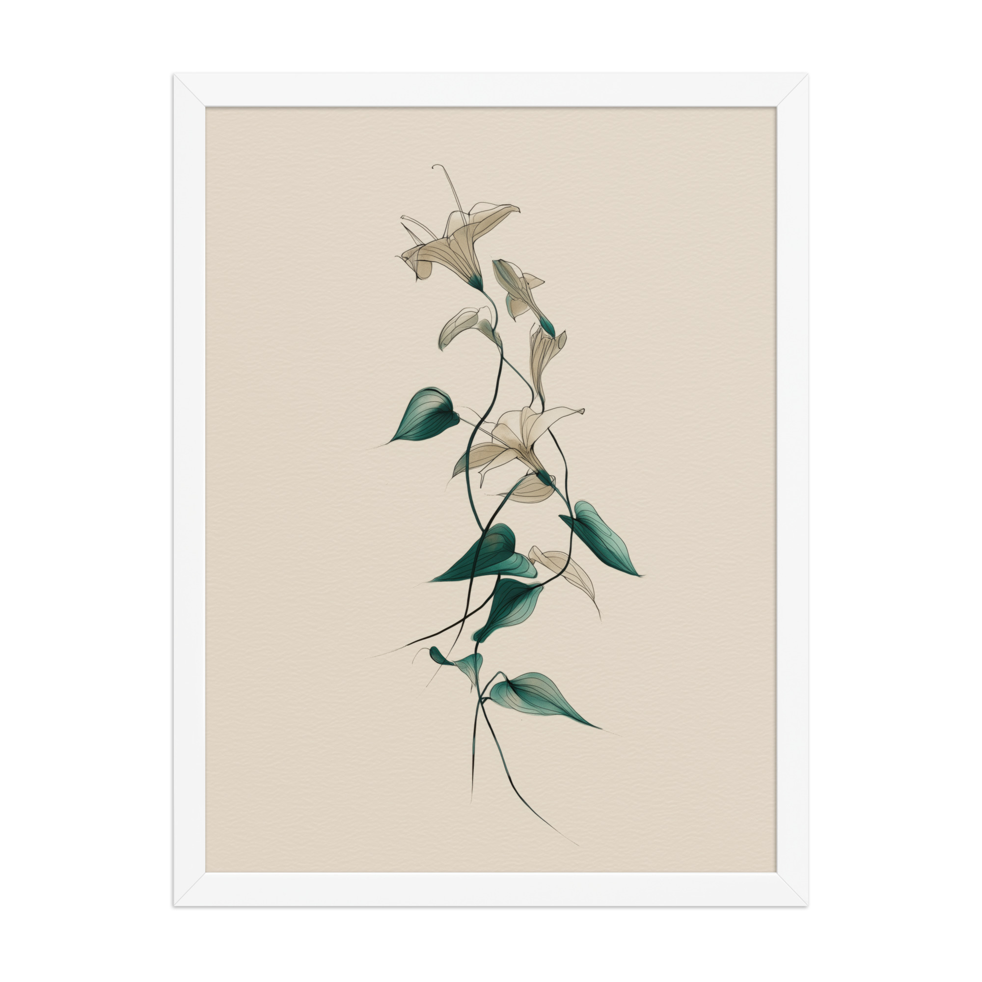 enhanced-matte-paper-framed-poster-in-white-18x24-front-68f91e0a4878a.jpg Lily Flow — Japandi Floral Line-Art Decor Lilies — Framed Poster - Image 22
