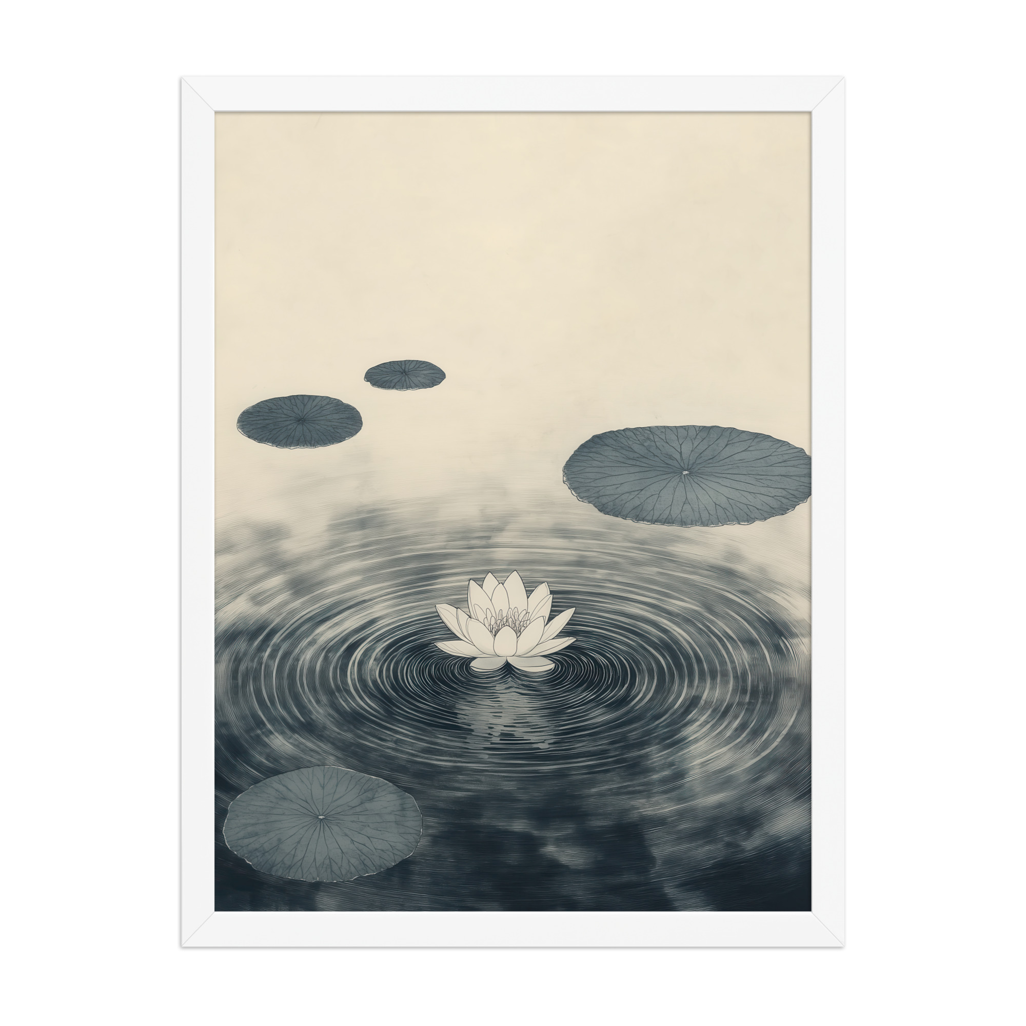 enhanced-matte-paper-framed-poster-in-white-18x24-front-68f9c52b7a19e.jpg Lotus Serenity — Calming Pond Ripples Wall Art — Framed Poster - Image 10
