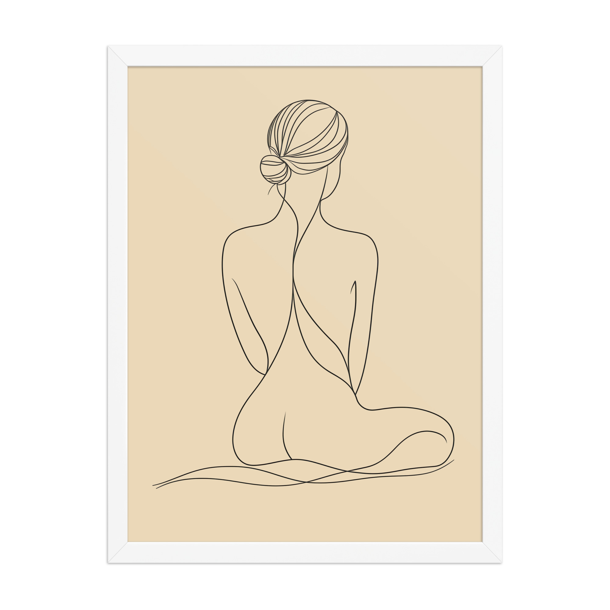 enhanced-matte-paper-framed-poster-in-white-18x24-front-68f9c8d4dabb4.jpg Seated Elegance On Knees — Minimalist Figure Line Wall Art — Framed Poster - Image 13