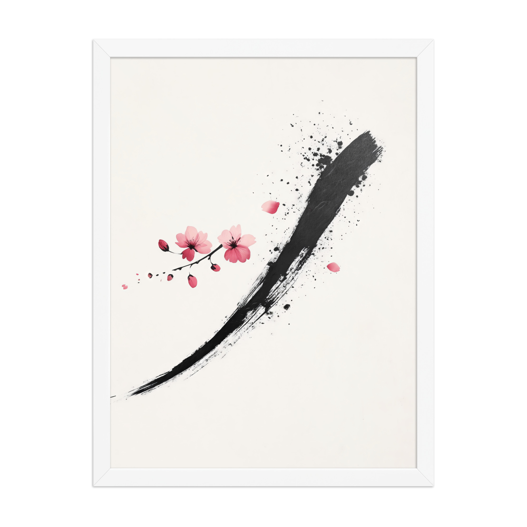 enhanced-matte-paper-framed-poster-in-white-18x24-front-68f9d161945fa.jpg Zen Blossom Stroke — Minimal Cherry Blossom Sumi-e Brush Wall Art — Framed Poster - Image 14