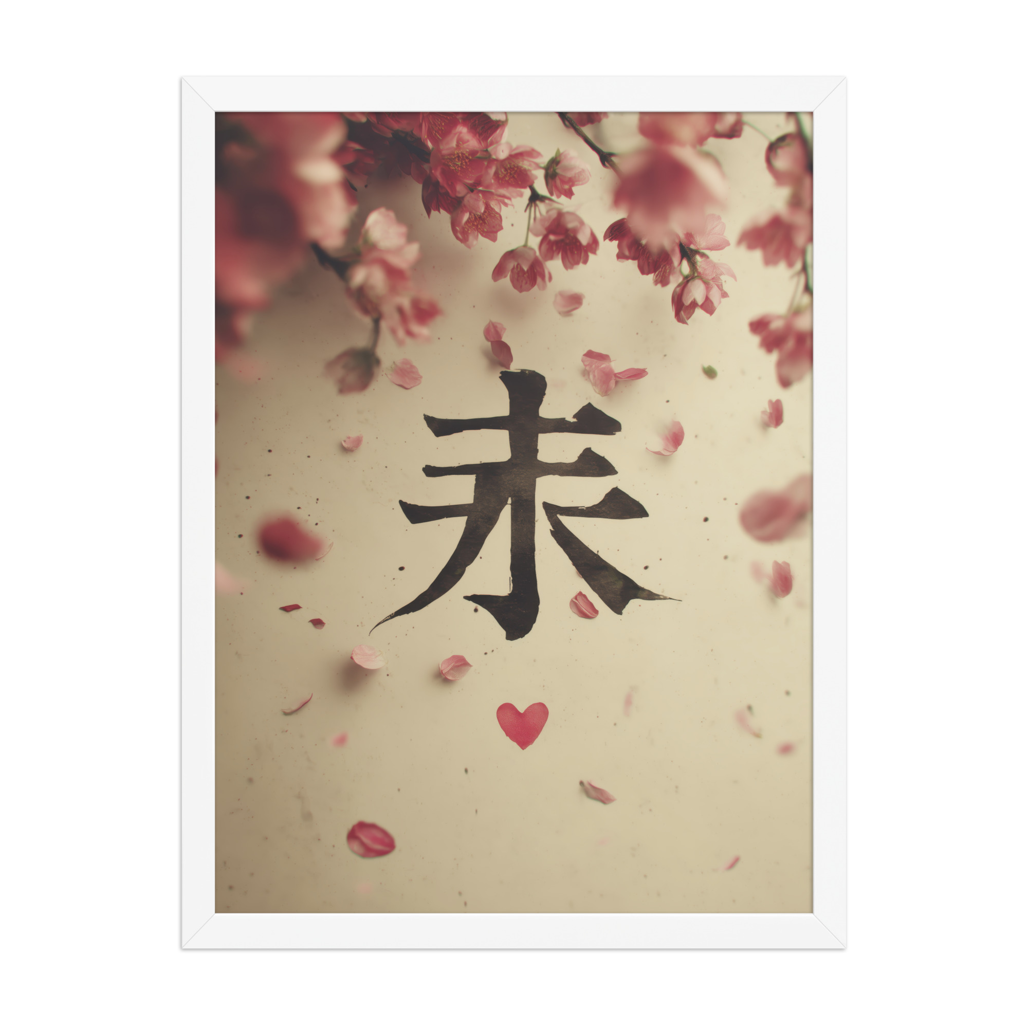 enhanced-matte-paper-framed-poster-in-white-18x24-front-68f9d29a657e2.jpg Sakura Love — Cherry Blossom, Japanese Calligraphy Wall Decor — Framed Poster - Image 22
