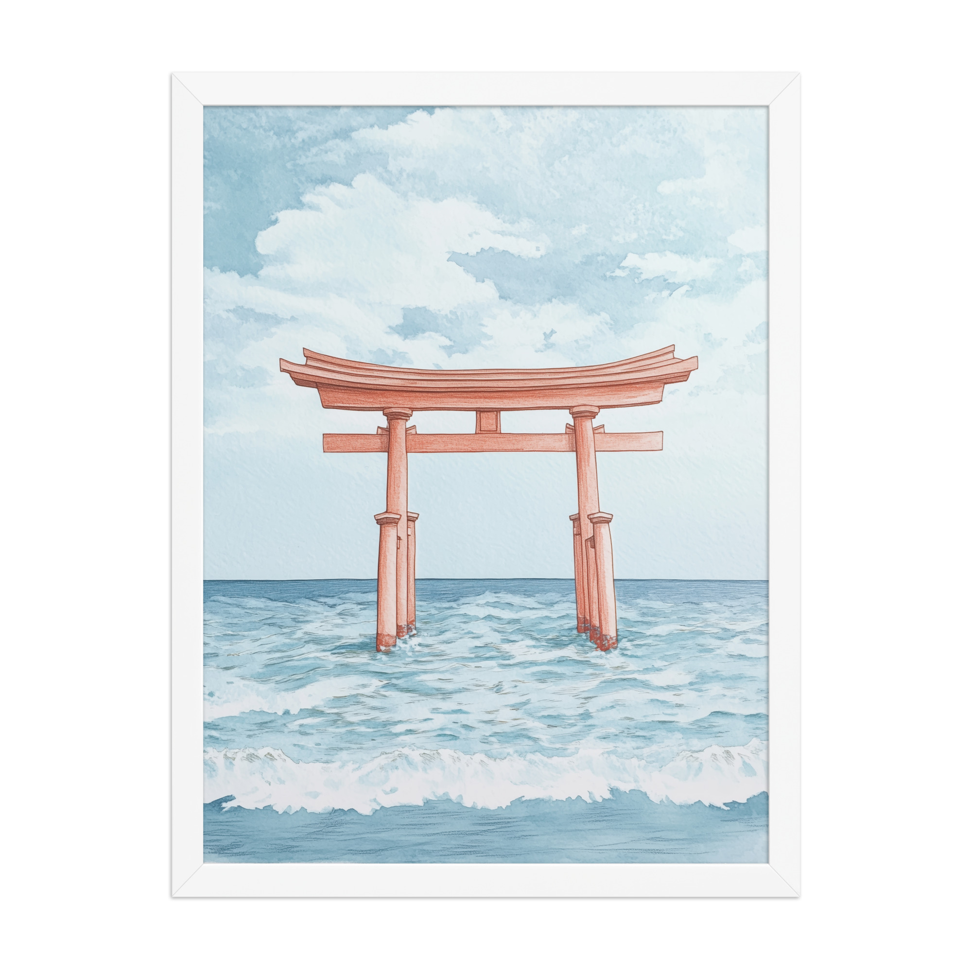 enhanced-matte-paper-framed-poster-in-white-18x24-front-68f9d2fccf228.jpg Torii Gate Waves — Coastal Shinto Shrine Wall Decor — Framed Poster - Image 22