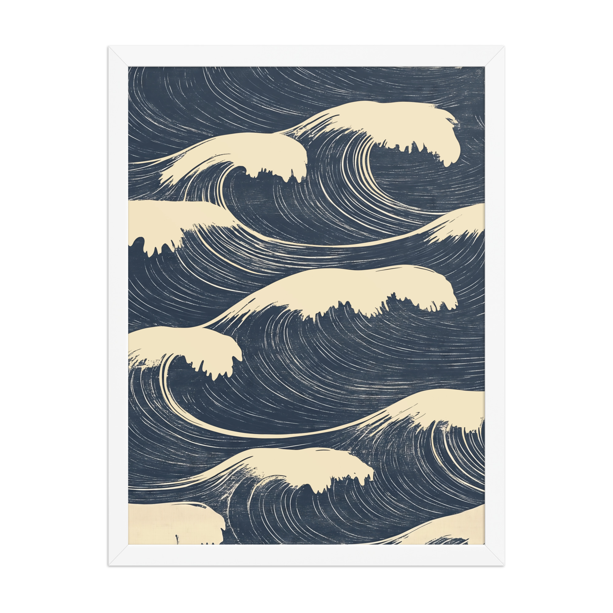 enhanced-matte-paper-framed-poster-in-white-18x24-front-68f9f16a70d38.jpg Edo Waves – Bold Indigo Ukiyo-e Ocean Pattern Wall Art – Framed Poster - Image 19