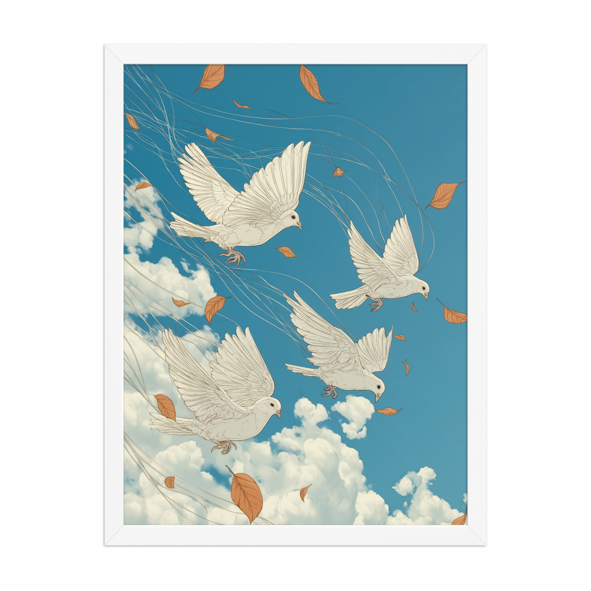 enhanced-matte-paper-framed-poster-in-white-18x24-front-68f9f7504ee02.jpg White Doves in Wind (Hokusai) – Autumn Leaves in Flight Ukiyo-e Wall Decor – Framed Poster - Image 16