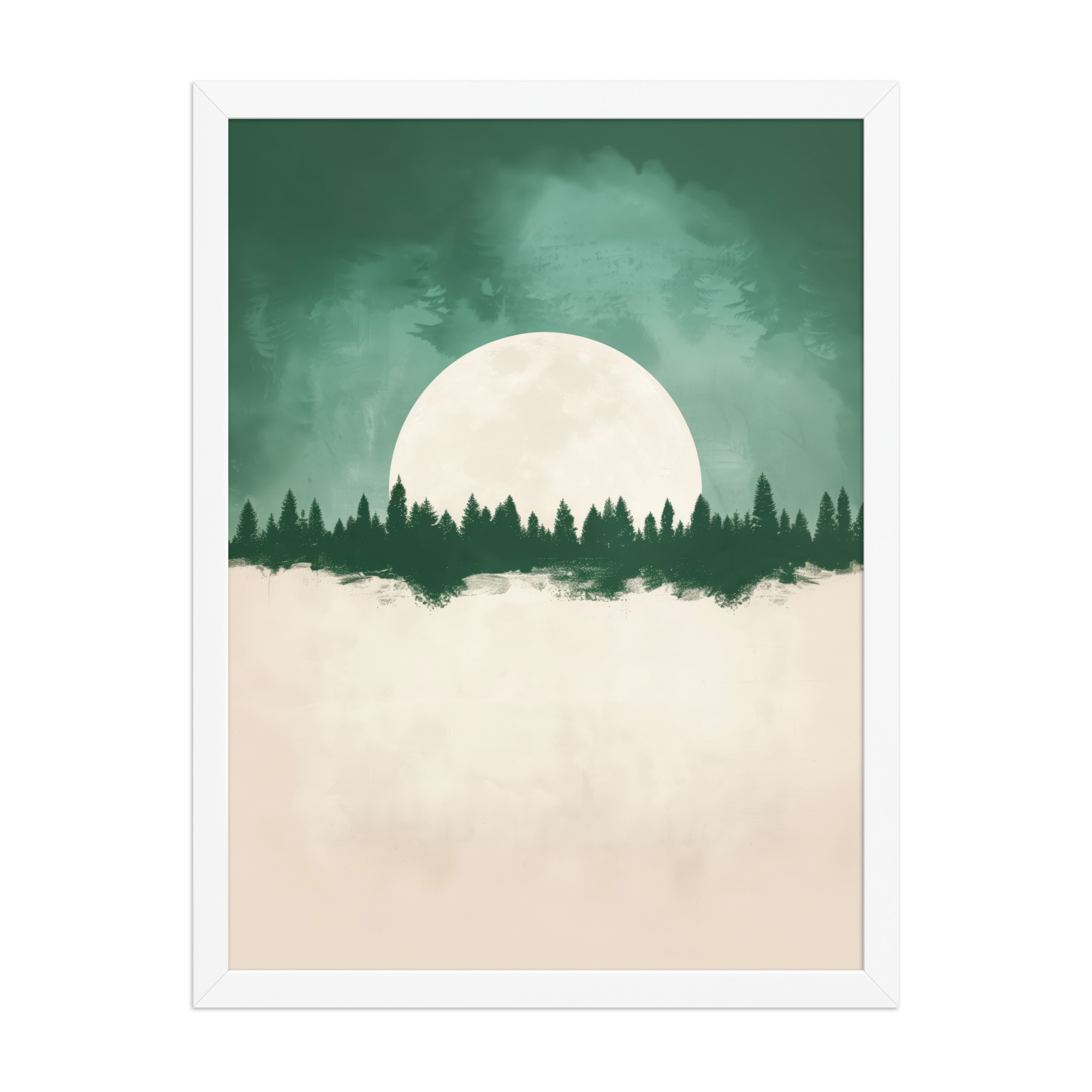 enhanced-matte-paper-framed-poster-in-white-18x24-front-68f9fe4f65294.jpg Forest Glow Under a Full Moon — Minimal Landscape Wall Decor — Framed Poster - Image 19