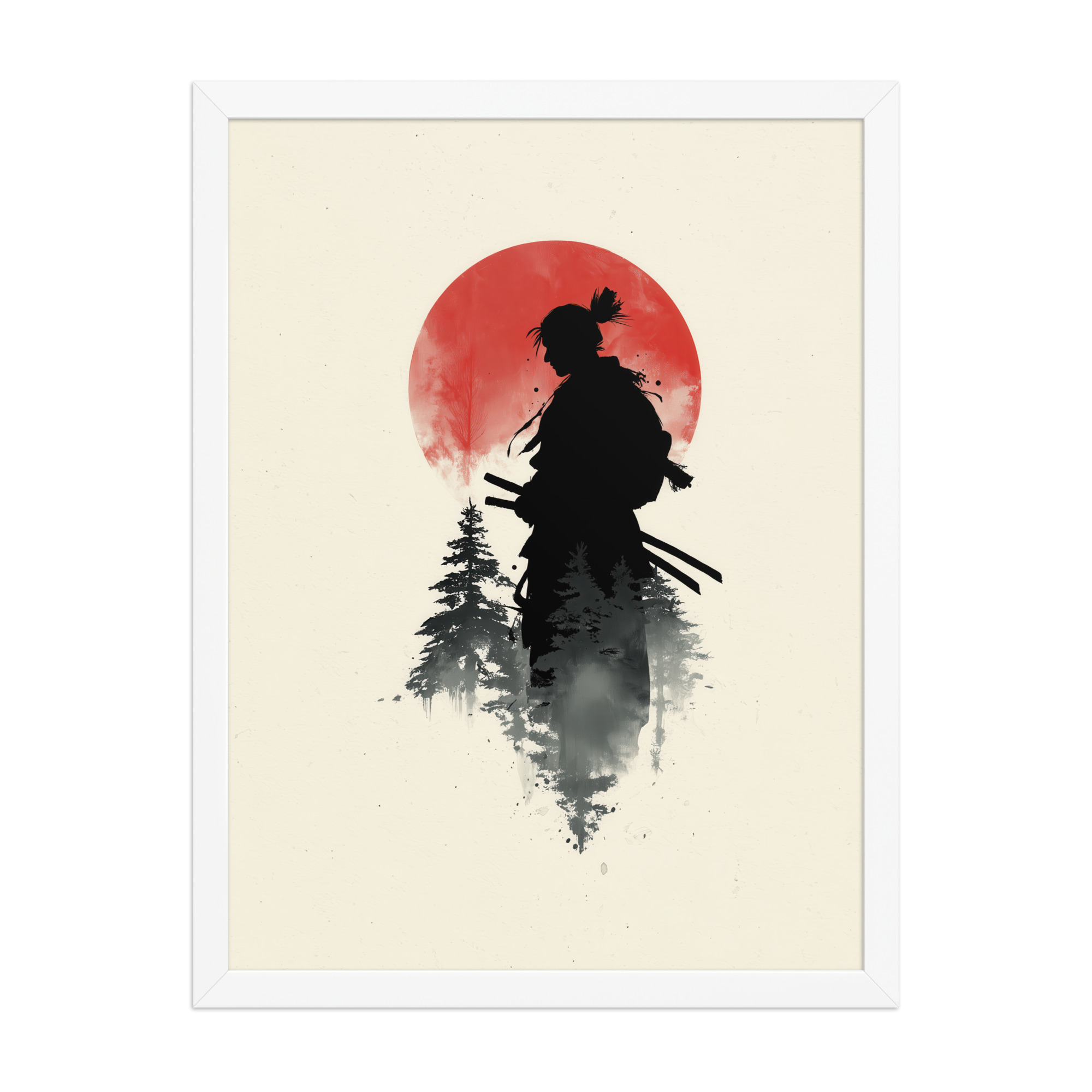 enhanced-matte-paper-framed-poster-in-white-18x24-front-68fa15d35998b.jpg Silent Watch Samurai II – Minimalist Japandi Samurai Minimal Japanese Decor – Framed Poster - Image 22