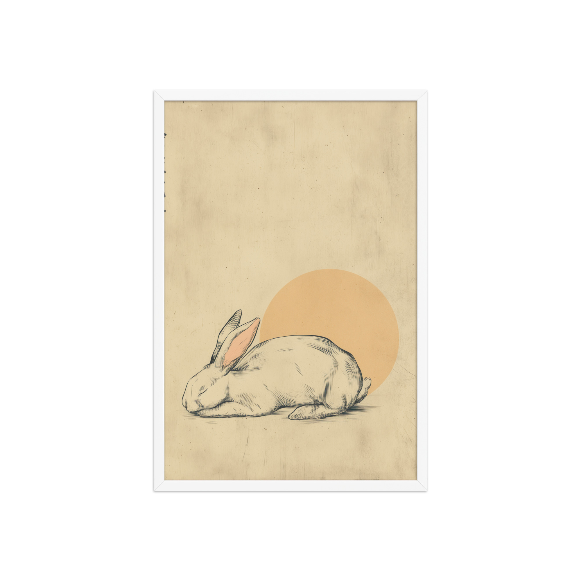 enhanced-matte-paper-framed-poster-in-white-20x30-front-68f8a80edab25.jpg Zen Rabbit — Minimalist Rabbit with Rising Sun Wall Decor — Framed Poster - Image 19