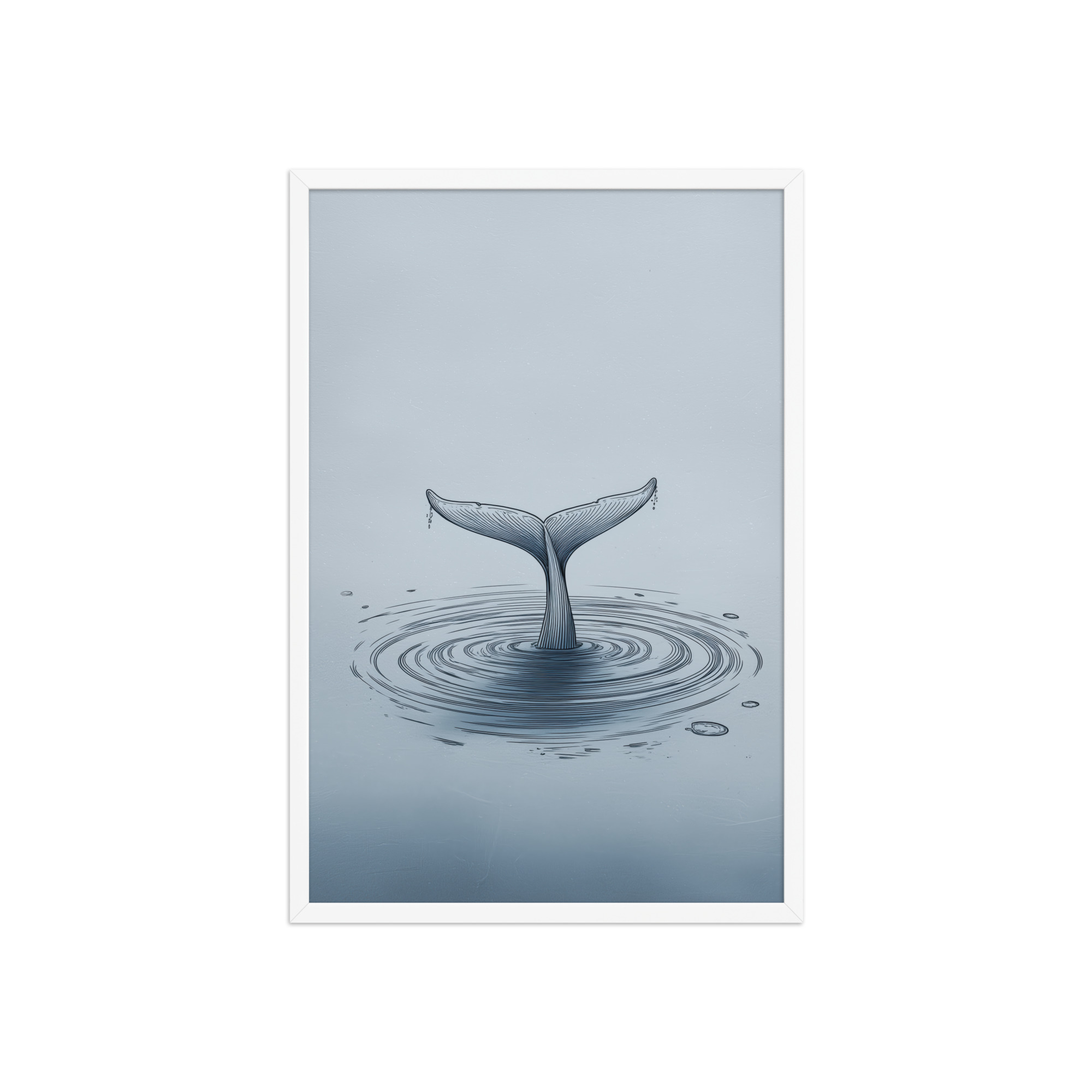 enhanced-matte-paper-framed-poster-in-white-20x30-front-68f8b841e2133.jpg Ripple Beneath – Whale Tail Surfacing Minimal Ocean Wall Art in Cool Blues — Framed Poster - Image 23