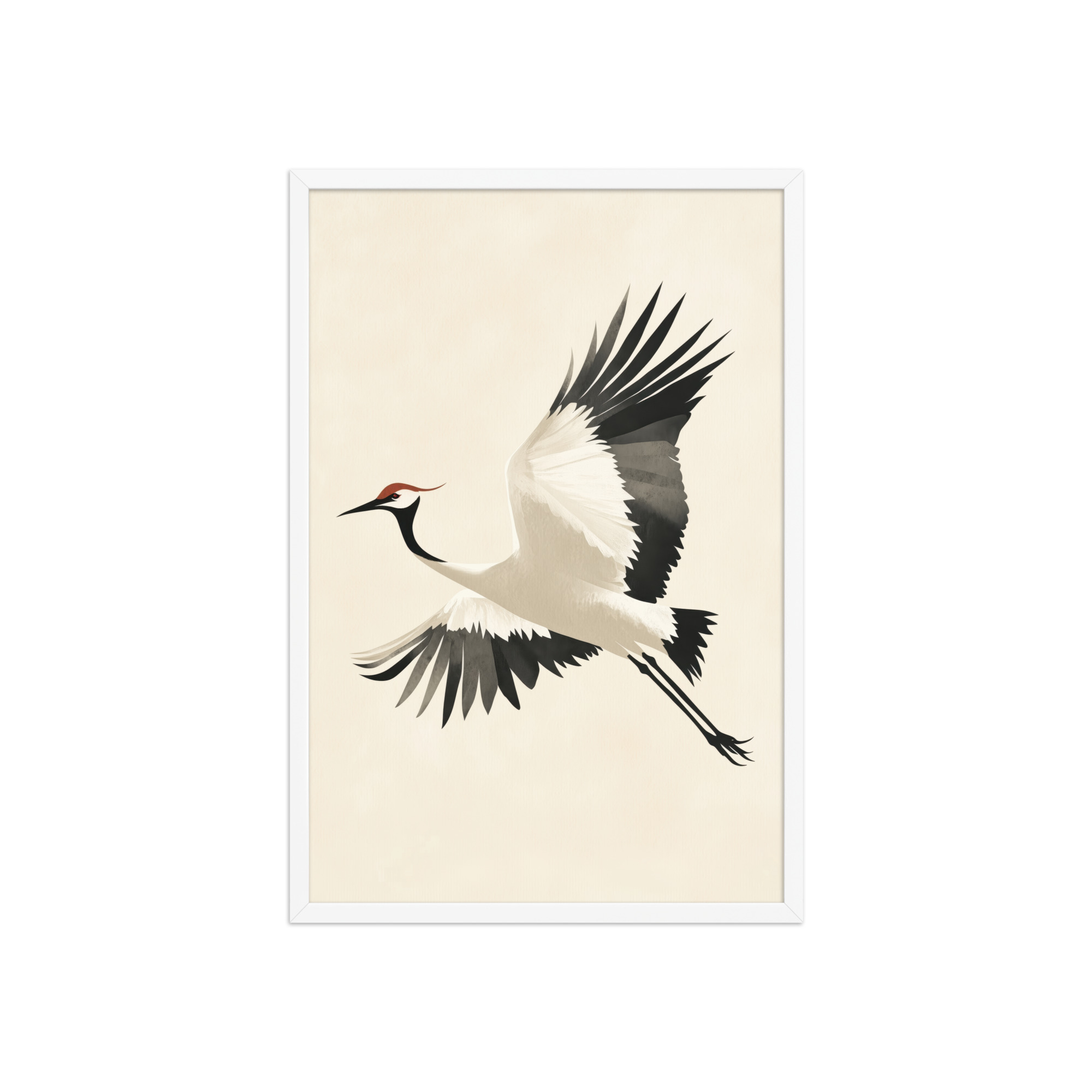 enhanced-matte-paper-framed-poster-in-white-20x30-front-68f90047ca4e0.jpg Graceful Crane in Flight — Red-Crowned Flying Crane Wall Art — Framed Poster - Image 23