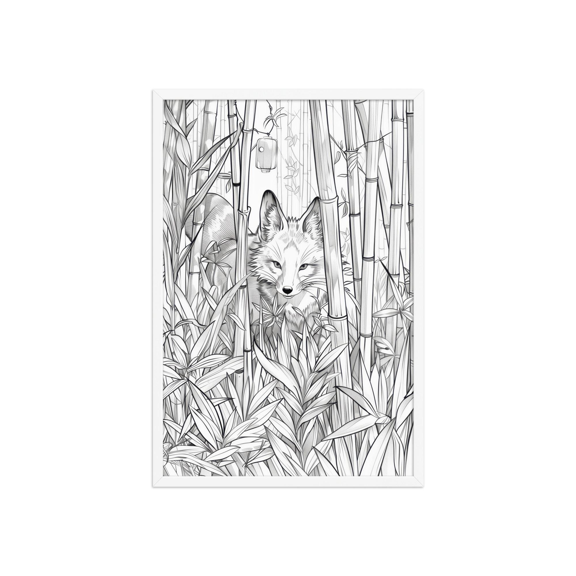 enhanced-matte-paper-framed-poster-in-white-20x30-front-68f903bc16184.jpg Fox Spirit in Bamboo Forest — Fox Among Bamboo Wall Decor — Framed Poster - Image 23