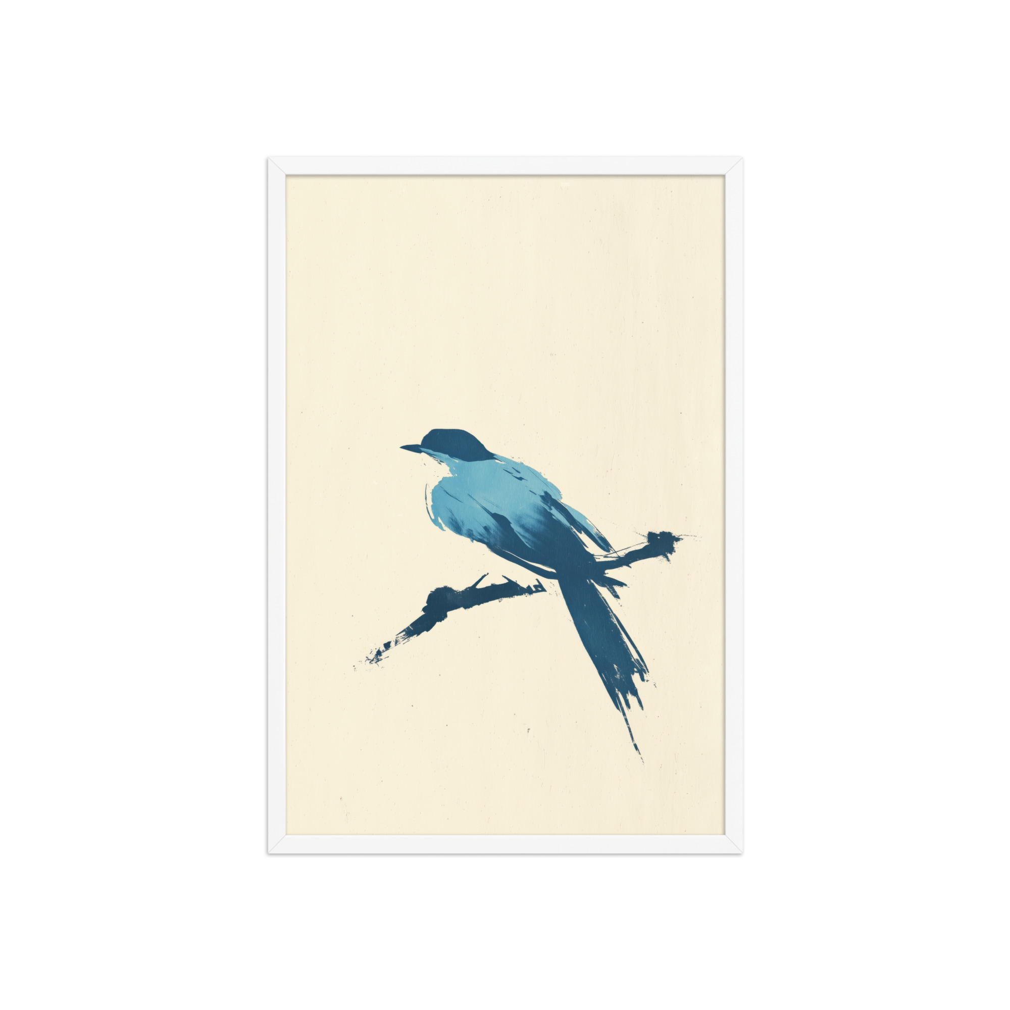 enhanced-matte-paper-framed-poster-in-white-20x30-front-68f906d592589.jpg Bluebird Perch — Minimal Brush Bird on Branch Wall Decor — Framed Poster - Image 23