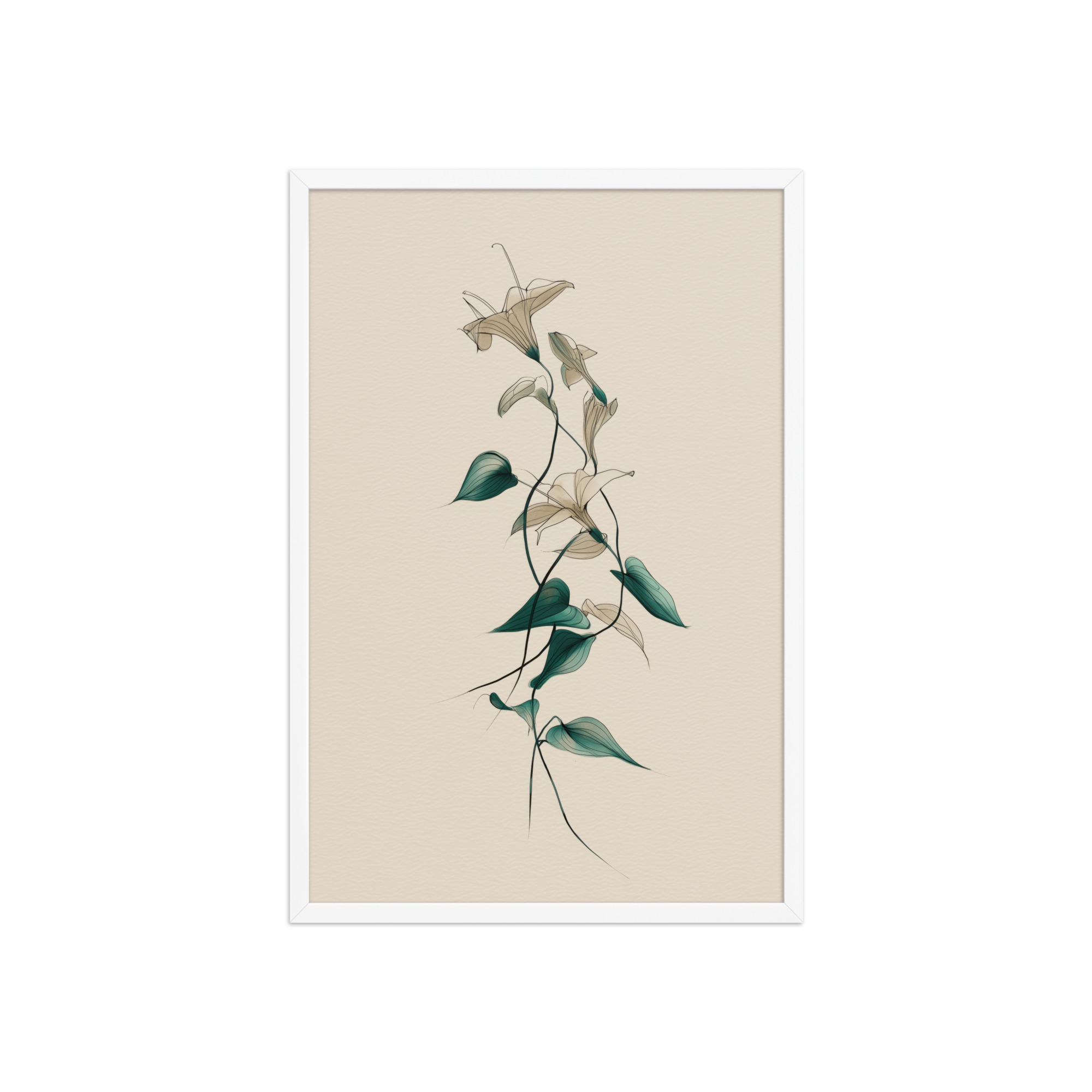 enhanced-matte-paper-framed-poster-in-white-20x30-front-68f91e0a48818.jpg Lily Flow — Japandi Floral Line-Art Decor Lilies — Framed Poster - Image 23