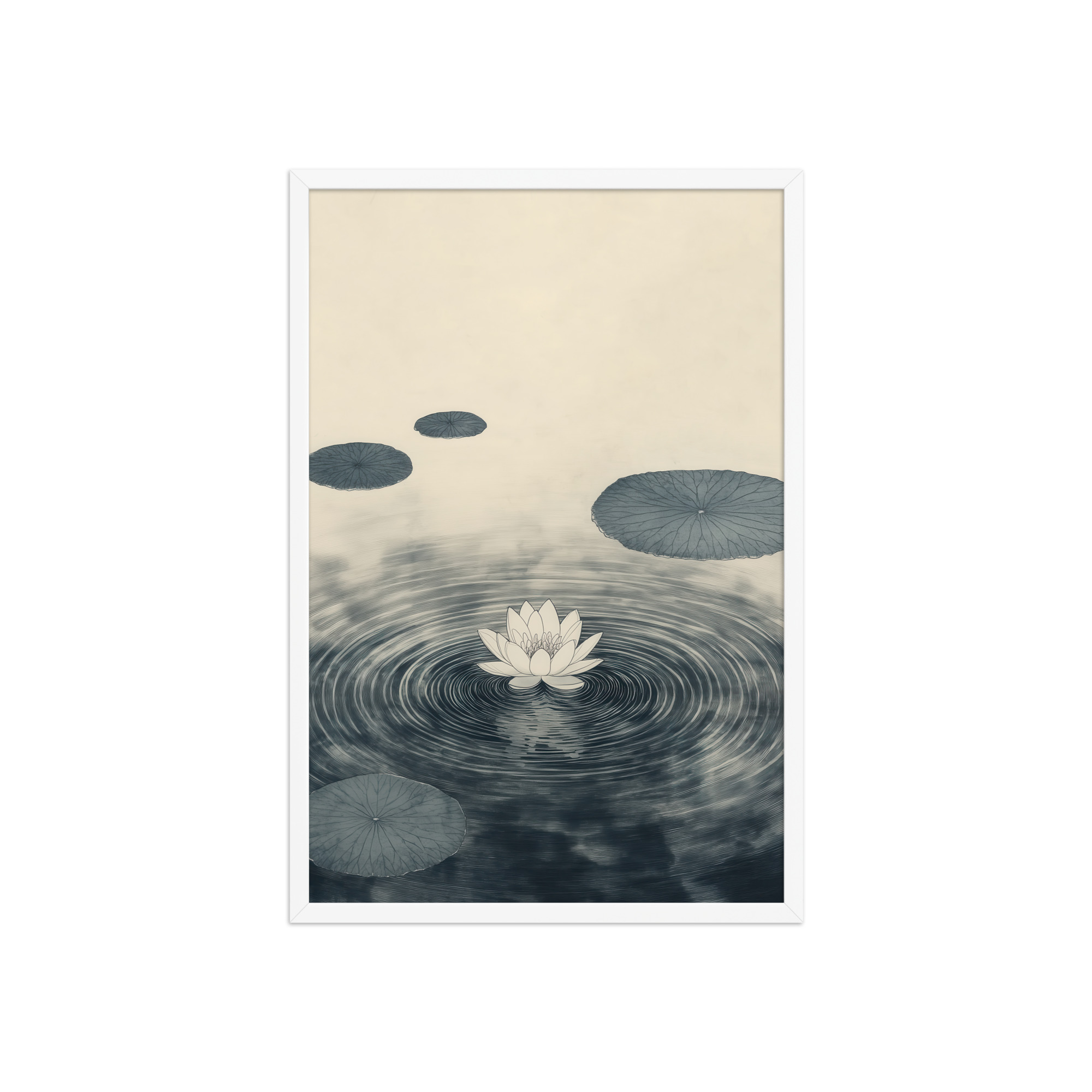 enhanced-matte-paper-framed-poster-in-white-20x30-front-68f9c52b7a22c.jpg Lotus Serenity — Calming Pond Ripples Wall Art — Framed Poster - Image 11