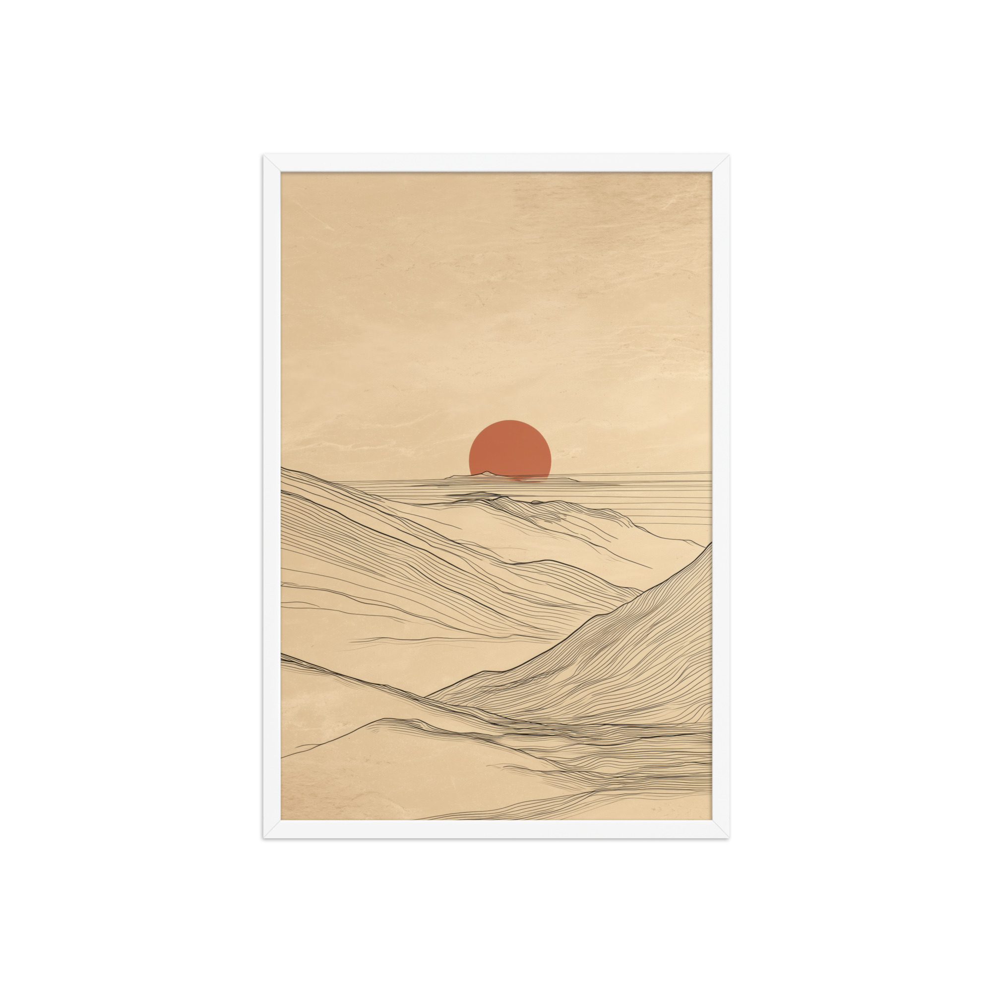 enhanced-matte-paper-framed-poster-in-white-20x30-front-68f9c56ba029b.jpg Desert Horizon — Japandi Desert Line Landscape Wall Art — Framed Poster - Image 17