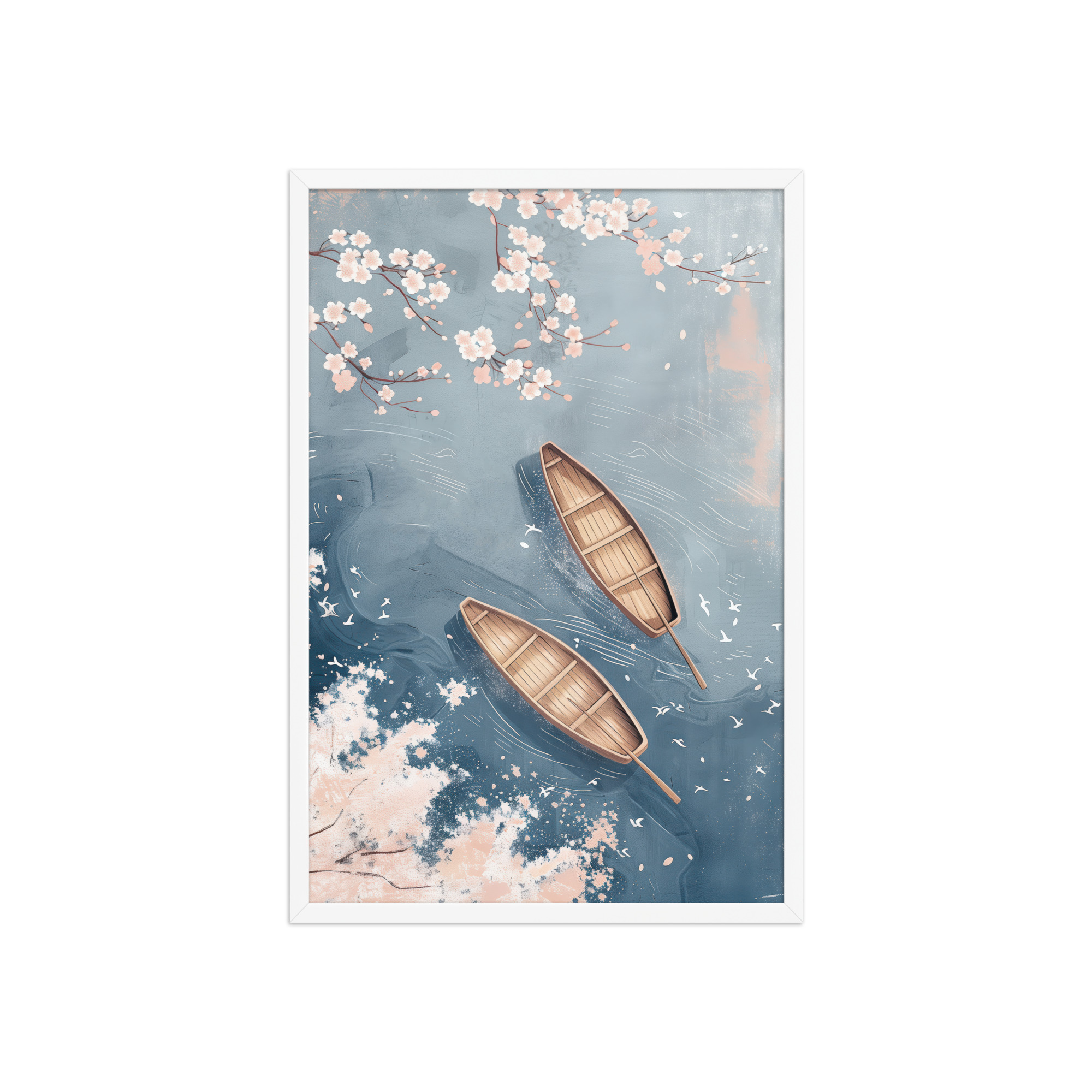enhanced-matte-paper-framed-poster-in-white-20x30-front-68f9cb8acccdc.jpg Cherry Blossom Drifting — Sakura River Landscape Wall Art — Framed Poster - Image 17