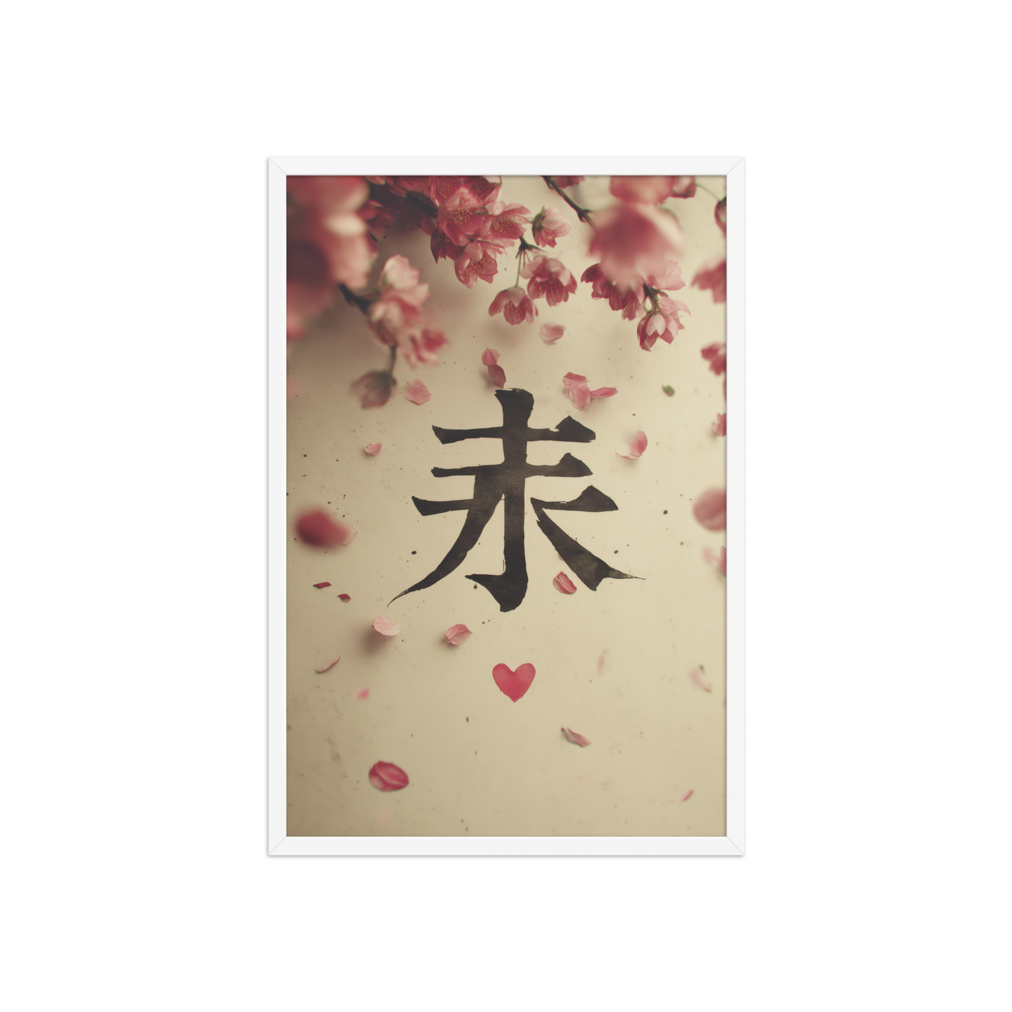 enhanced-matte-paper-framed-poster-in-white-20x30-front-68f9d29a65895.jpg Sakura Love — Cherry Blossom, Japanese Calligraphy Wall Decor — Framed Poster - Image 23