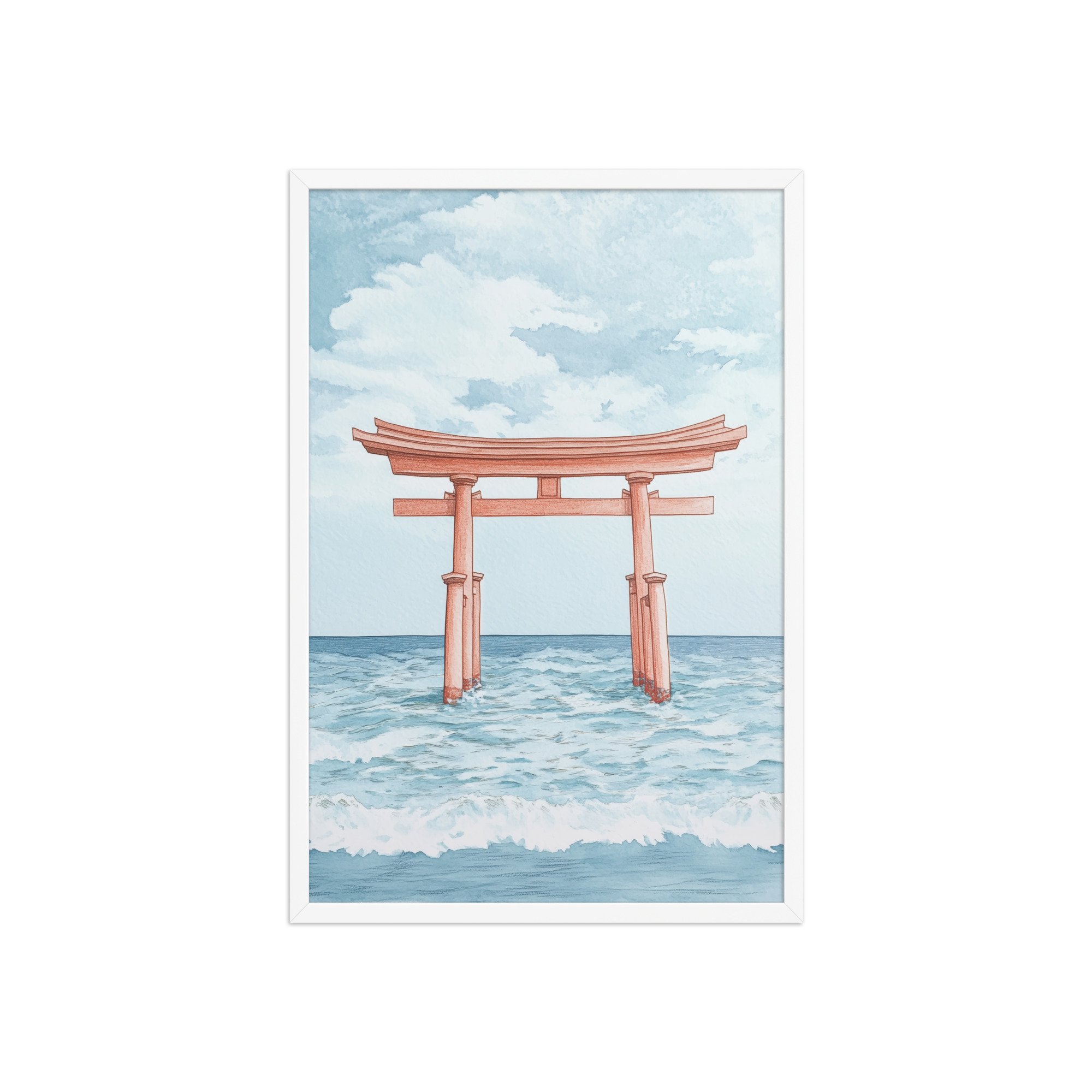 enhanced-matte-paper-framed-poster-in-white-20x30-front-68f9d2fccf2ae.jpg Torii Gate Waves — Coastal Shinto Shrine Wall Decor — Framed Poster - Image 23