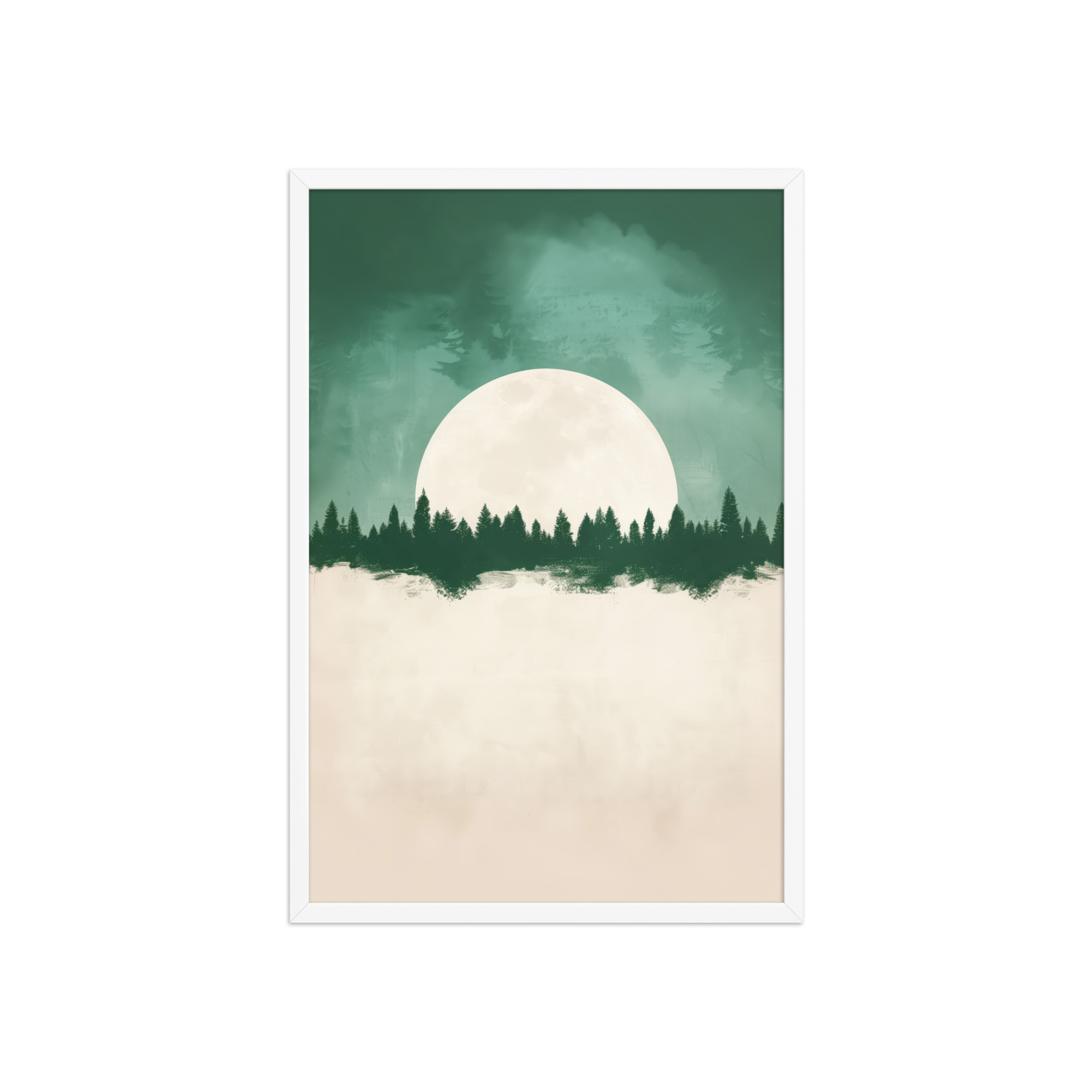 enhanced-matte-paper-framed-poster-in-white-20x30-front-68f9fe4f6538e.jpg Forest Glow Under a Full Moon — Minimal Landscape Wall Decor — Framed Poster - Image 20