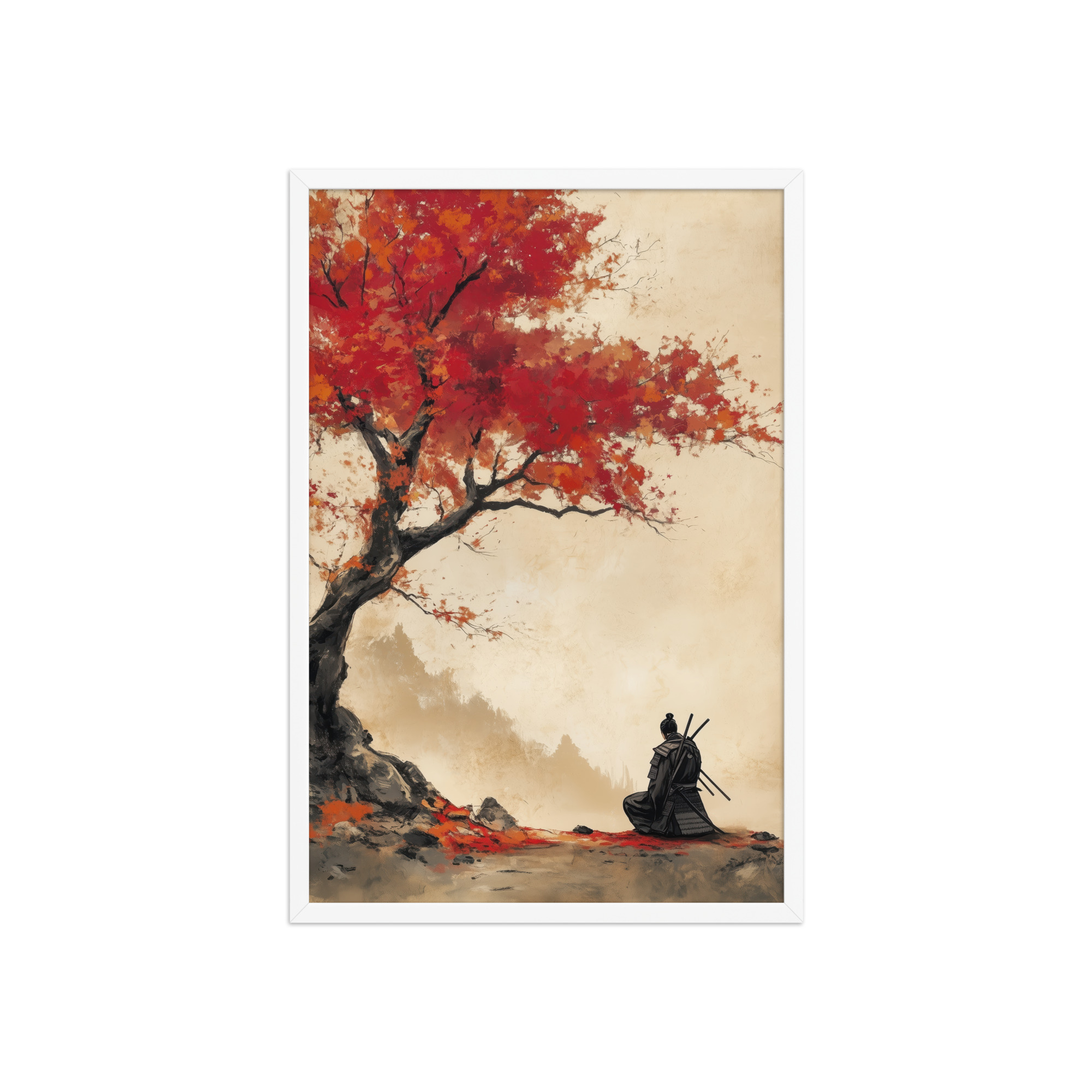 enhanced-matte-paper-framed-poster-in-white-20x30-front-68fa16a6dc496.jpg Autumn Warrior – Samurai Beneath Crimson Maple Leaves Wall Decor – Framed Poster - Image 17