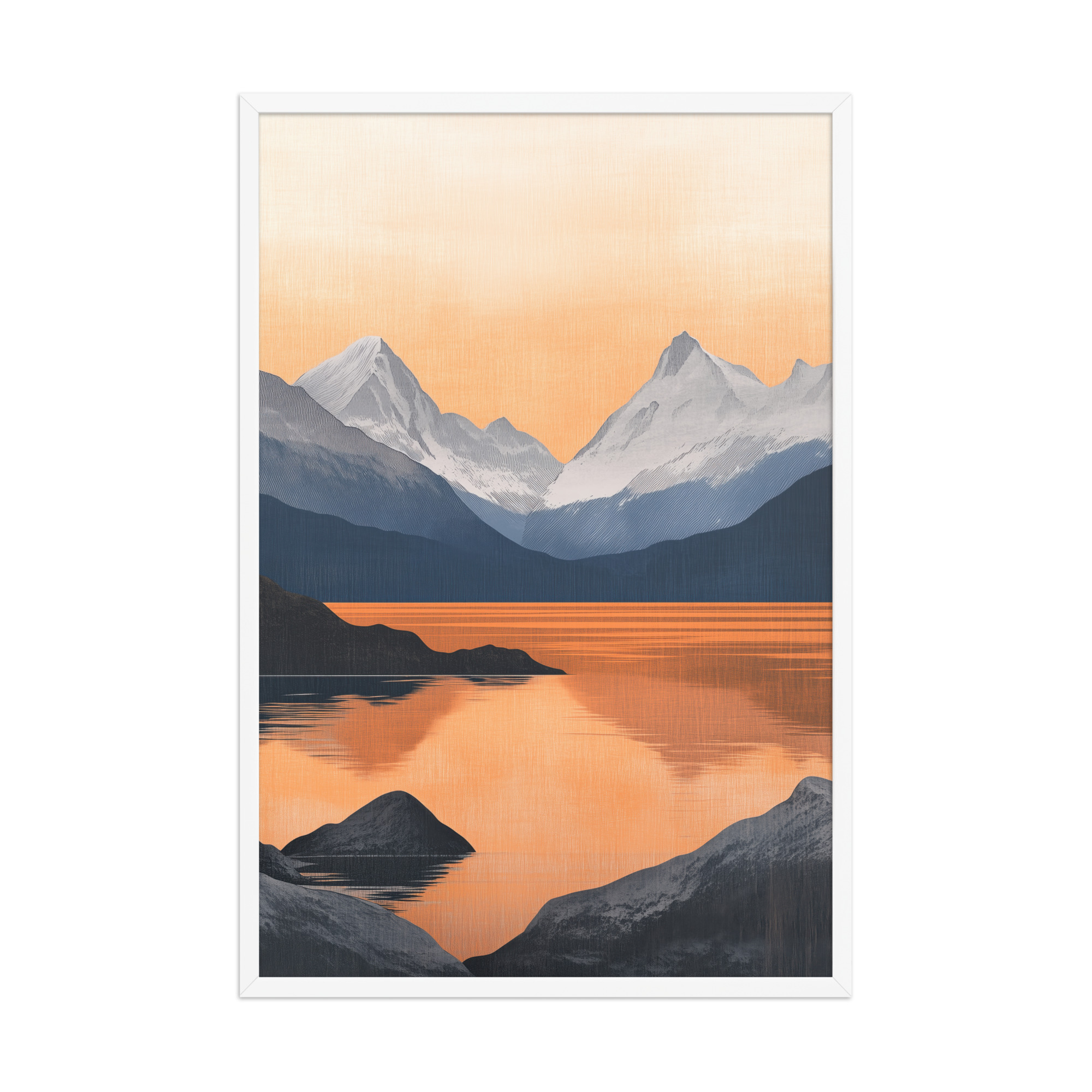 enhanced-matte-paper-framed-poster-in-white-24x36-front-68f87bd826d97.jpg Nordic Sunset Reflections — Serene Mountain Lake Panorama Landscape Wall Art — Framed Poster - Image 21