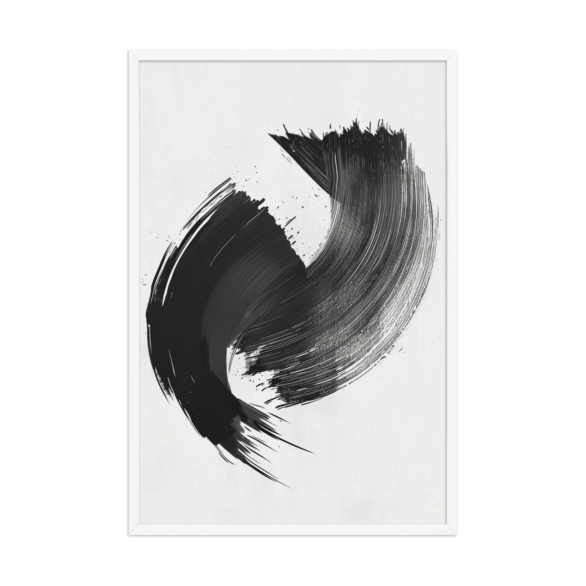 enhanced-matte-paper-framed-poster-in-white-24x36-front-68f88ea6d403d.jpg Brushstroke Swirl — Zen Sumi-e Ink Abstract Wall Decor — Framed Poster - Image 18