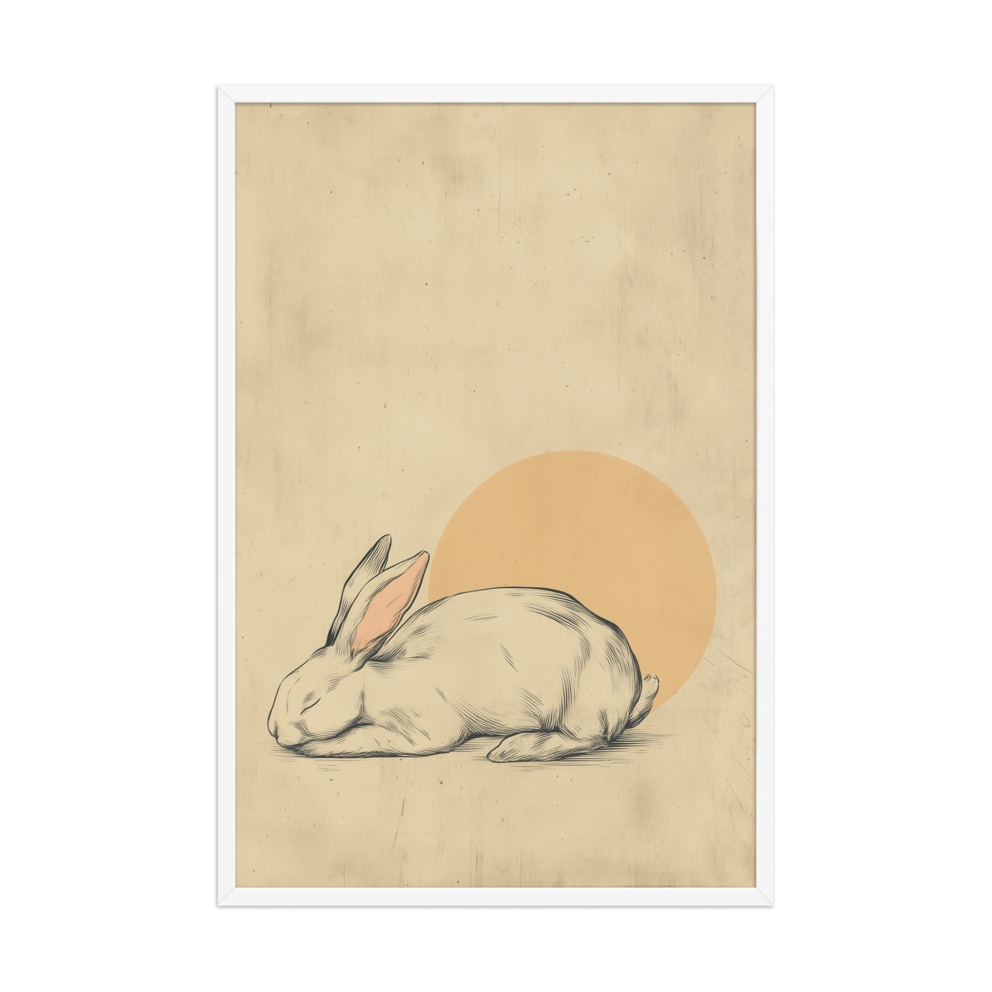 enhanced-matte-paper-framed-poster-in-white-24x36-front-68f8a80edab6b.jpg Zen Rabbit — Minimalist Rabbit with Rising Sun Wall Decor — Framed Poster - Image 20