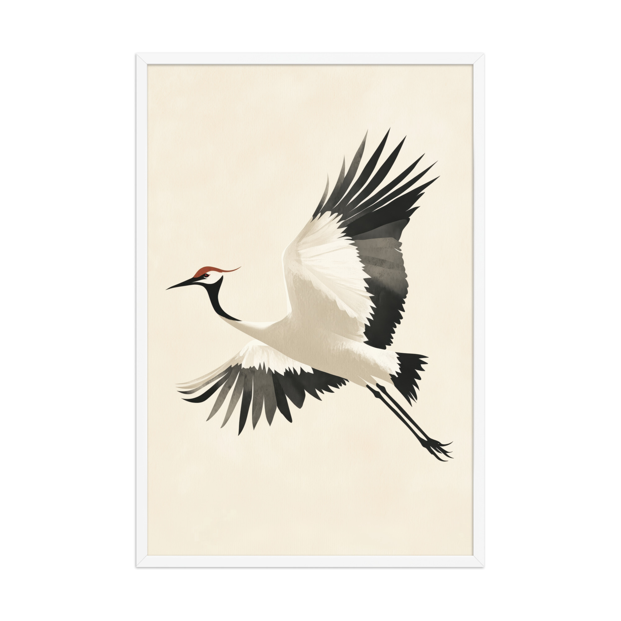 enhanced-matte-paper-framed-poster-in-white-24x36-front-68f90047ca524.jpg Graceful Crane in Flight — Red-Crowned Flying Crane Wall Art — Framed Poster - Image 24
