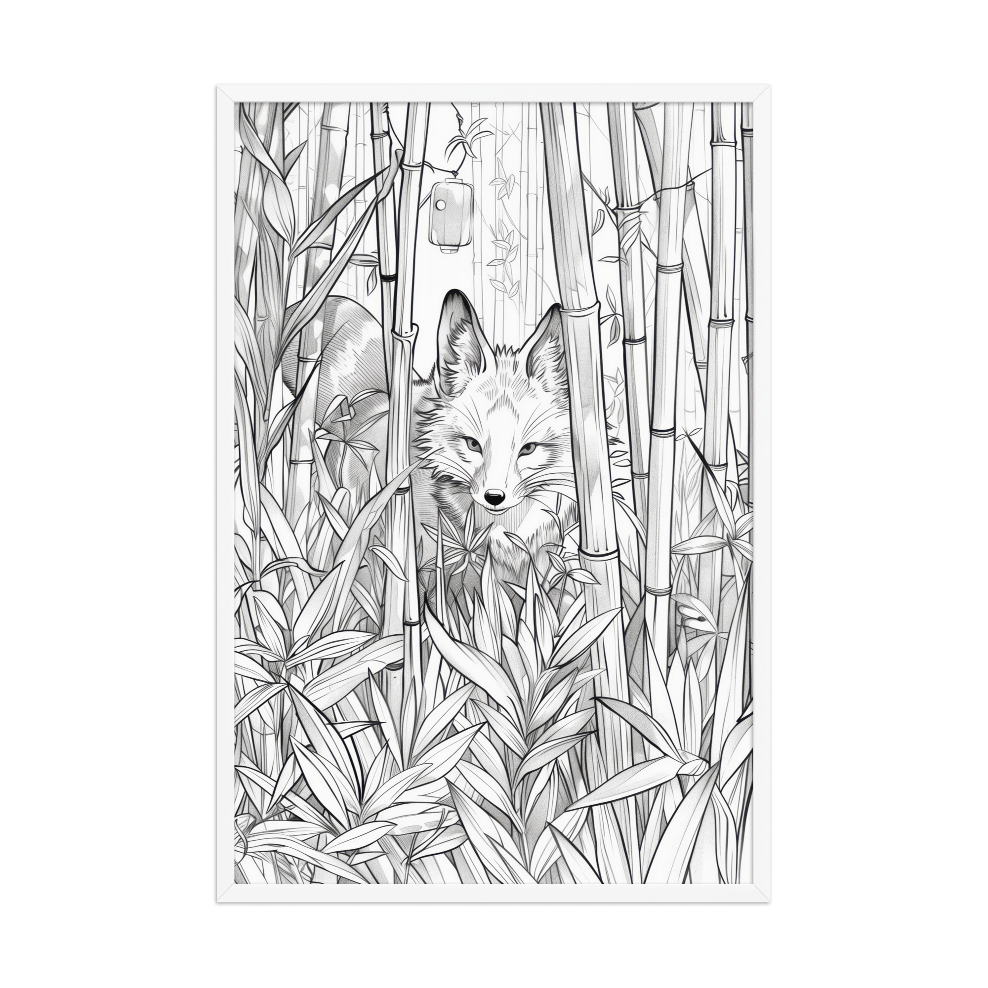enhanced-matte-paper-framed-poster-in-white-24x36-front-68f903bc161ca.jpg Fox Spirit in Bamboo Forest — Fox Among Bamboo Wall Decor — Framed Poster - Image 24