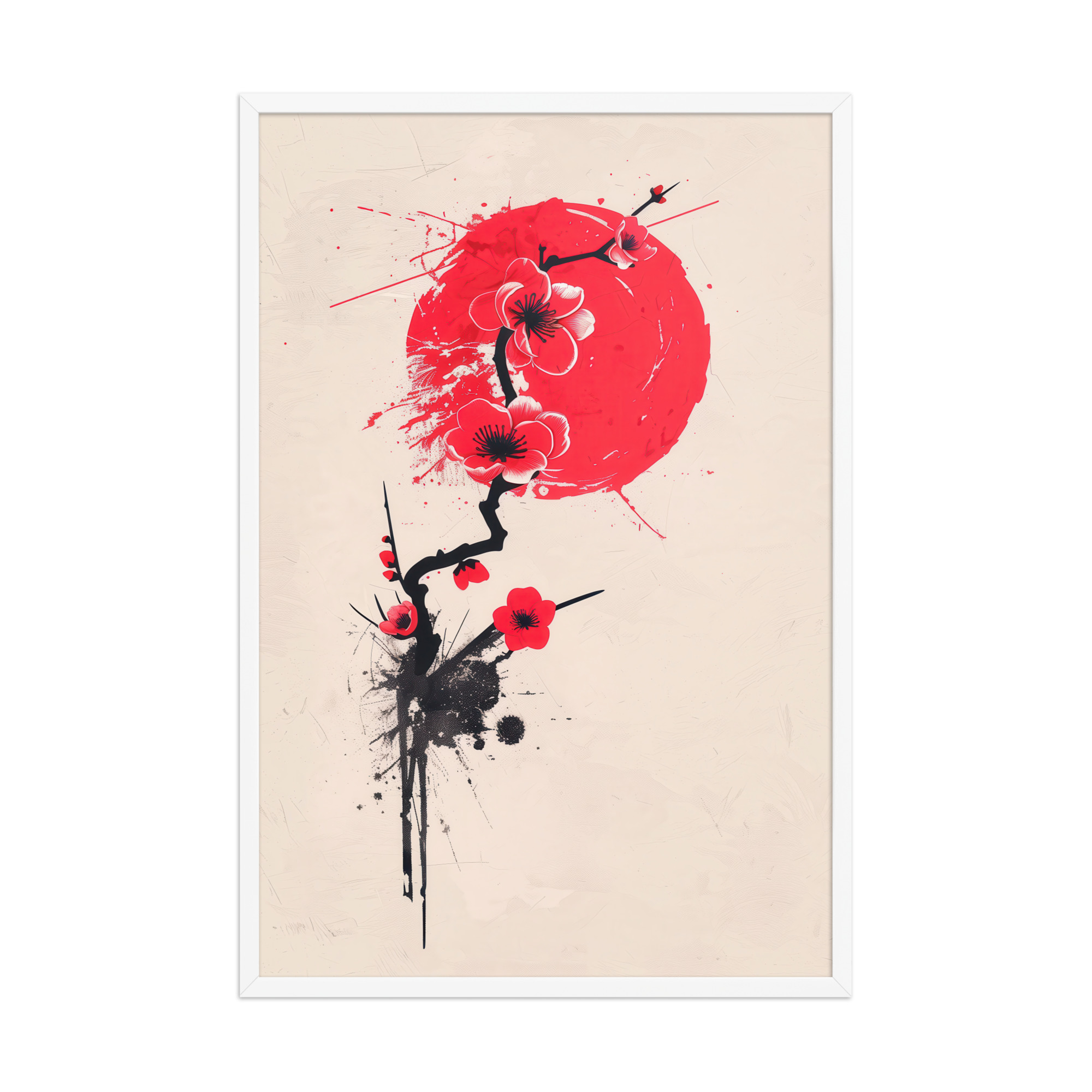 enhanced-matte-paper-framed-poster-in-white-24x36-front-68f91b70482e0.jpg Crimson Blossoms — Calligraphy Cherry Branch Japandi Wall Art — Framed Poster - Image 24