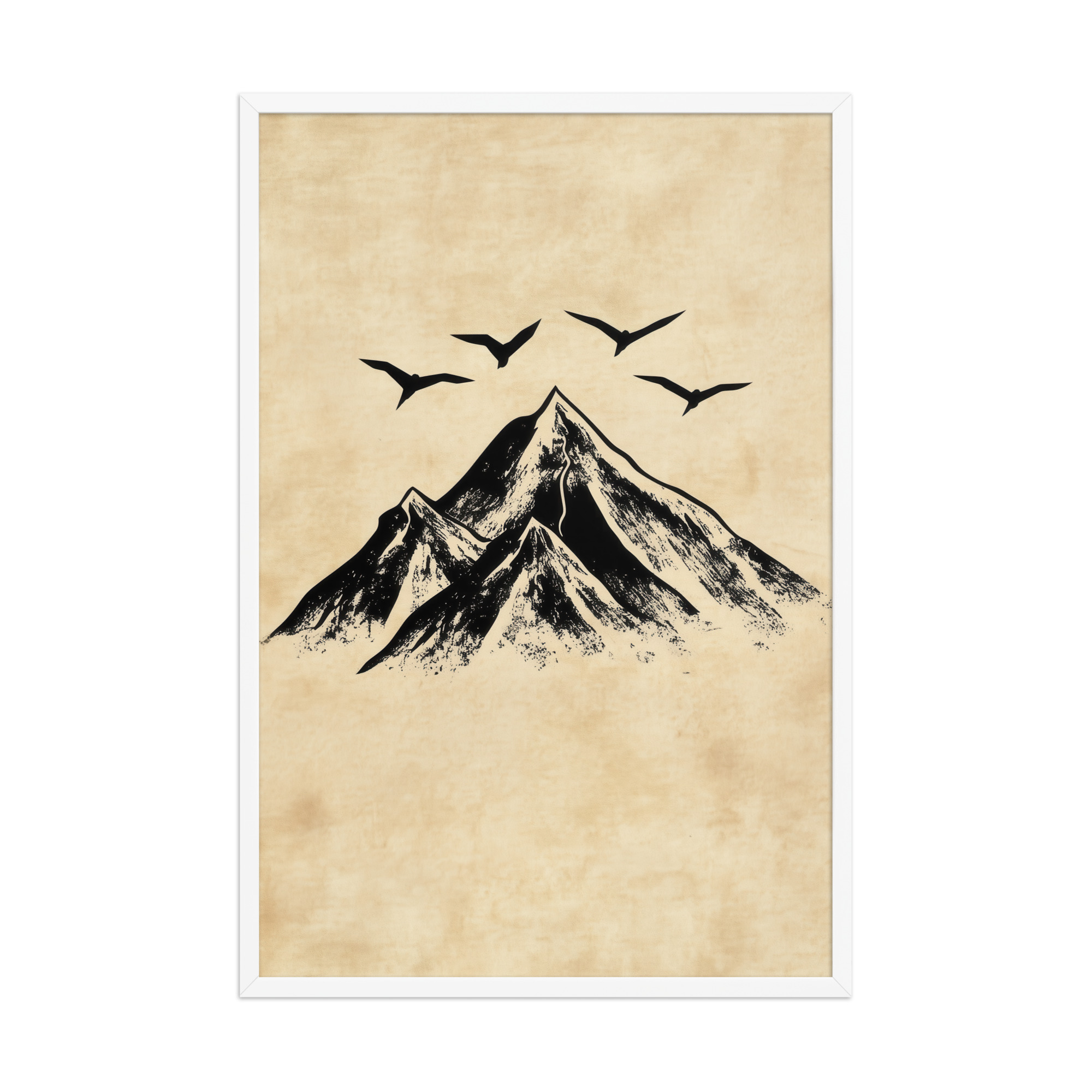 enhanced-matte-paper-framed-poster-in-white-24x36-front-68f91cab2ccf5.jpg Four Peaks in Ink — Mountain Landscape Wall Art — Framed Poster - Image 18