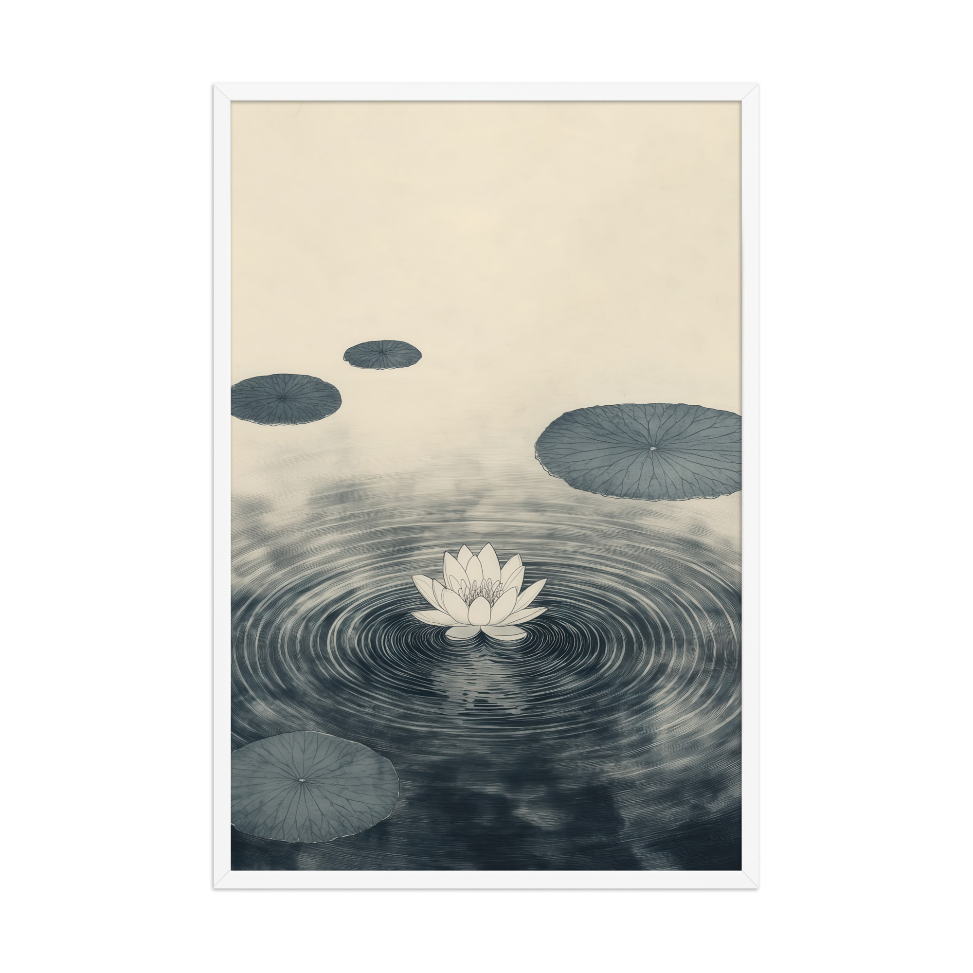 enhanced-matte-paper-framed-poster-in-white-24x36-front-68f9c52b7a271.jpg Lotus Serenity — Calming Pond Ripples Wall Art — Framed Poster - Image 12