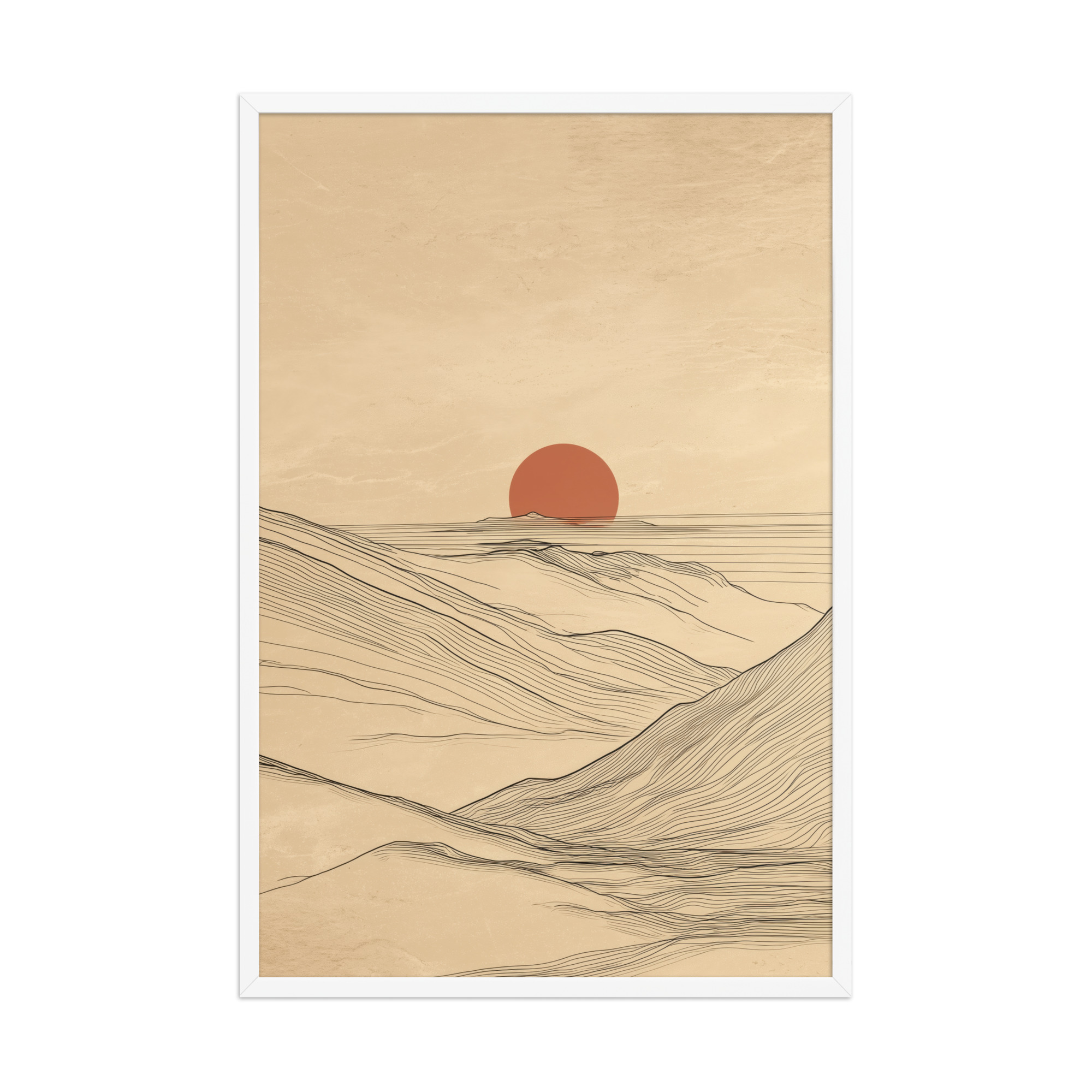 enhanced-matte-paper-framed-poster-in-white-24x36-front-68f9c56ba02df.jpg Desert Horizon — Japandi Desert Line Landscape Wall Art — Framed Poster - Image 18