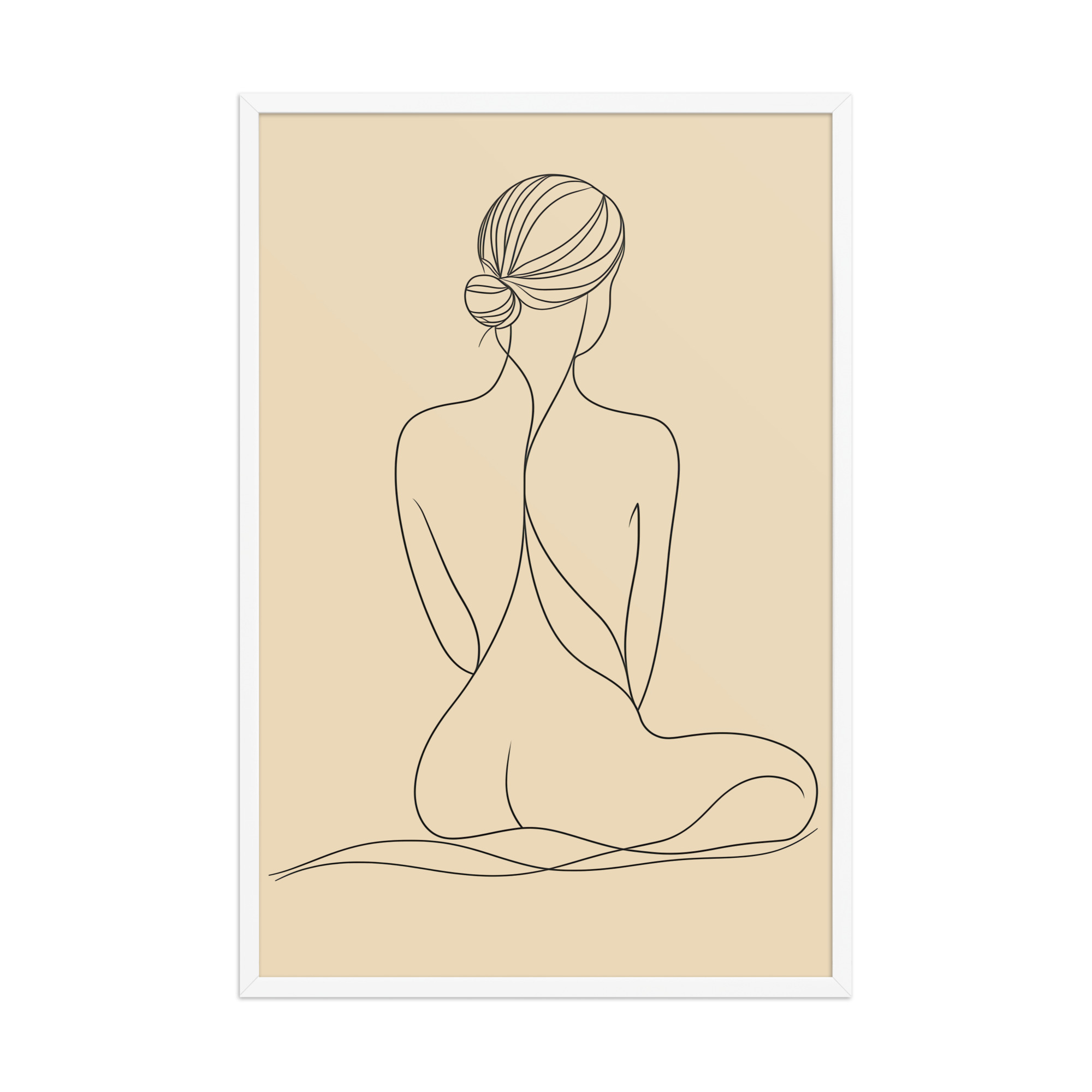 enhanced-matte-paper-framed-poster-in-white-24x36-front-68f9c8d4dac83.jpg Seated Elegance On Knees — Minimalist Figure Line Wall Art — Framed Poster - Image 15