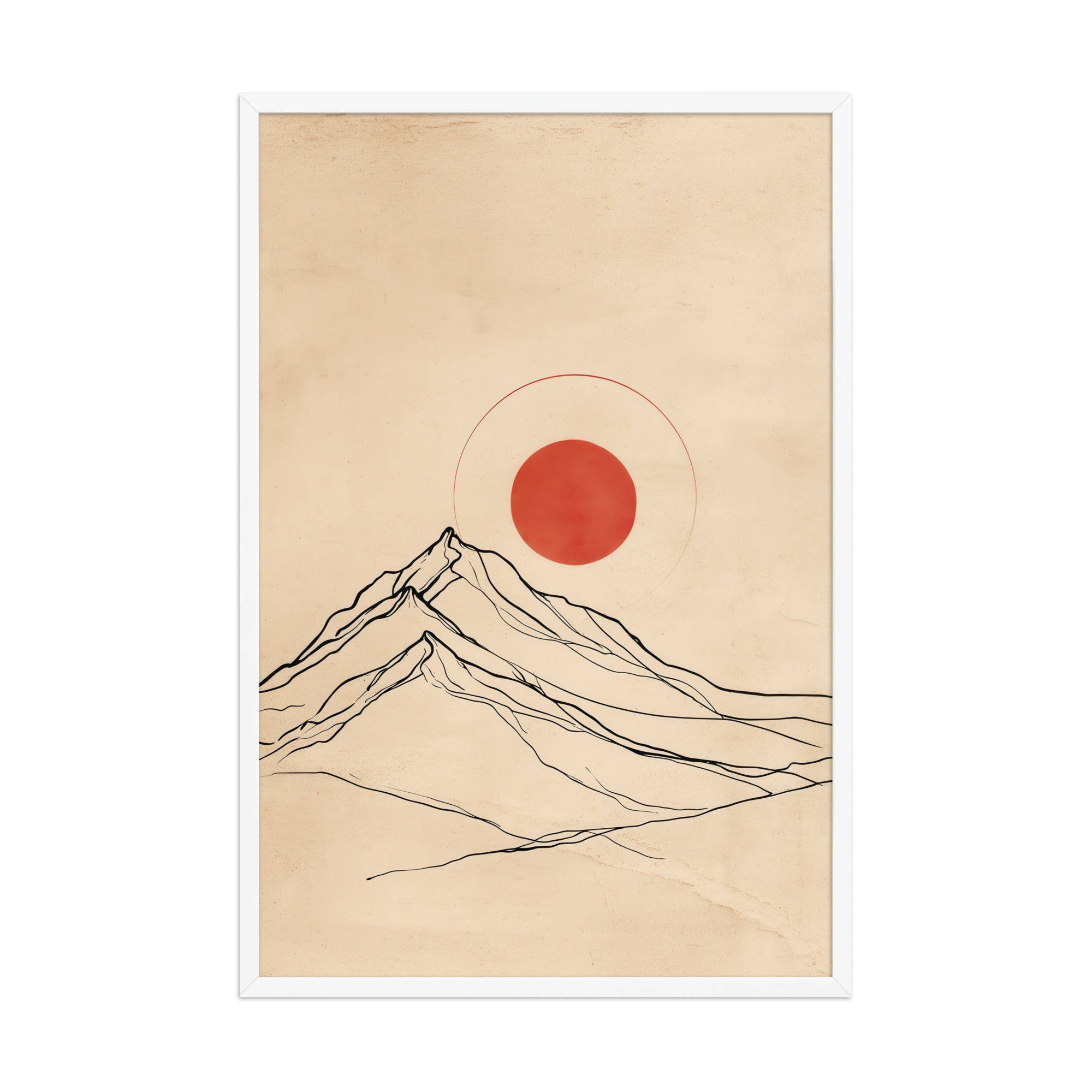 enhanced-matte-paper-framed-poster-in-white-24x36-front-68f9c98ca69b2.jpg Eternal Sun — Minimal Mountain and Red Sun Wall Art — Framed Poster - Image 18