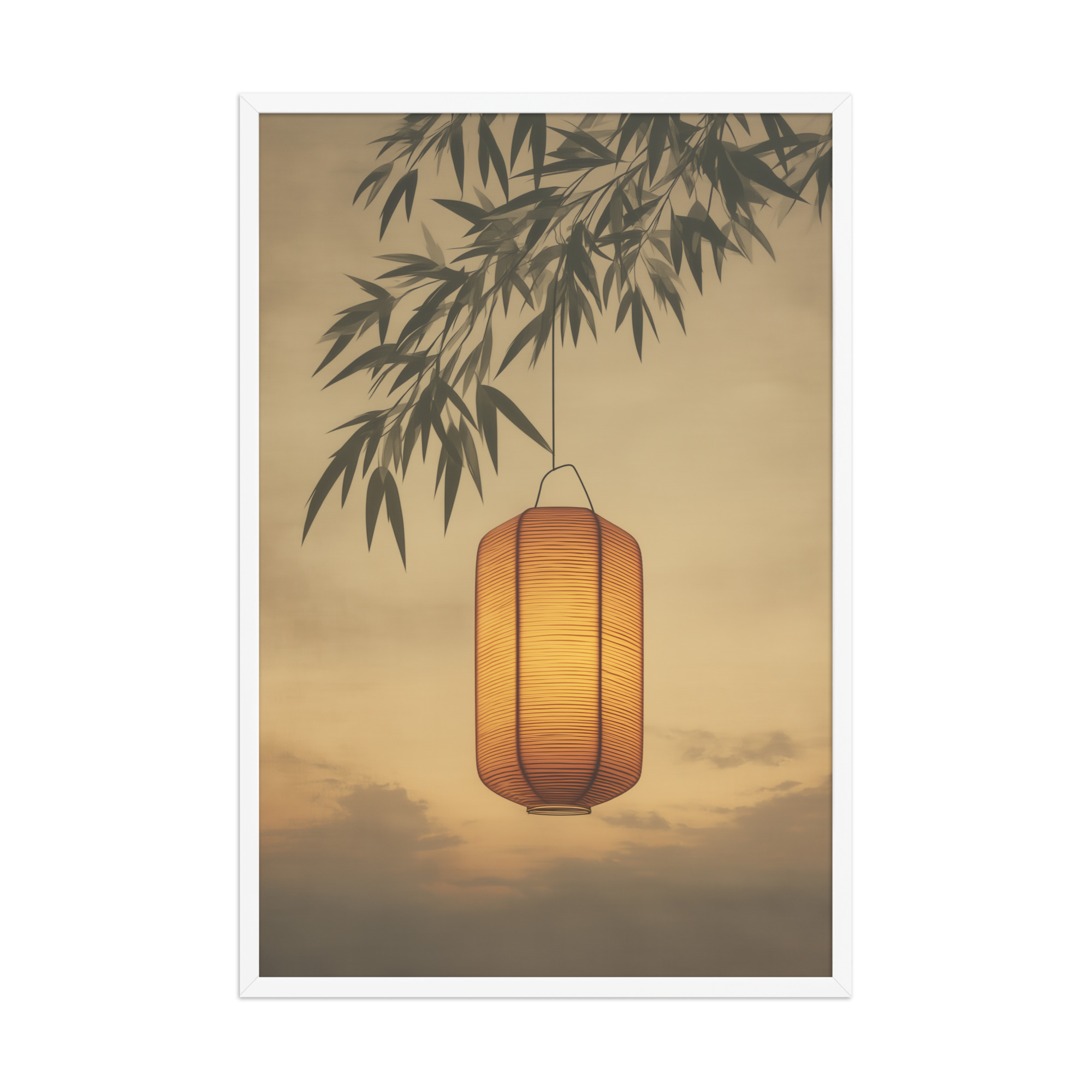 enhanced-matte-paper-framed-poster-in-white-24x36-front-68f9cb4c47923.jpg Lantern Glow — Japanese Lantern Minimal Wall Decor — Framed Poster - Image 21