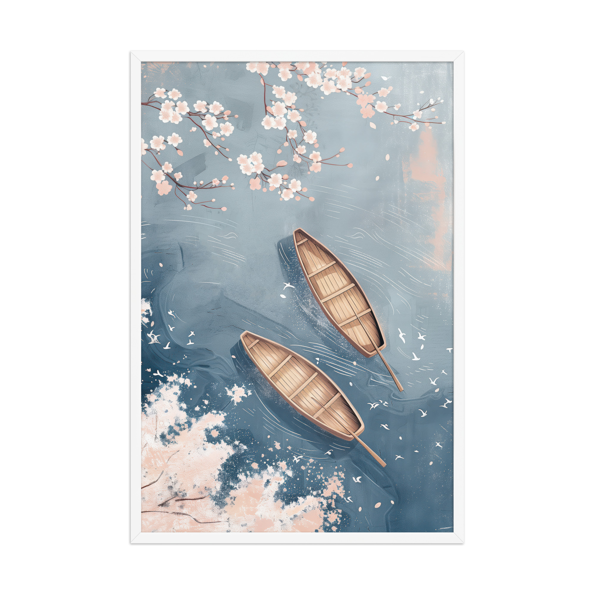 enhanced-matte-paper-framed-poster-in-white-24x36-front-68f9cb8accd22.jpg Cherry Blossom Drifting — Sakura River Landscape Wall Art — Framed Poster - Image 18