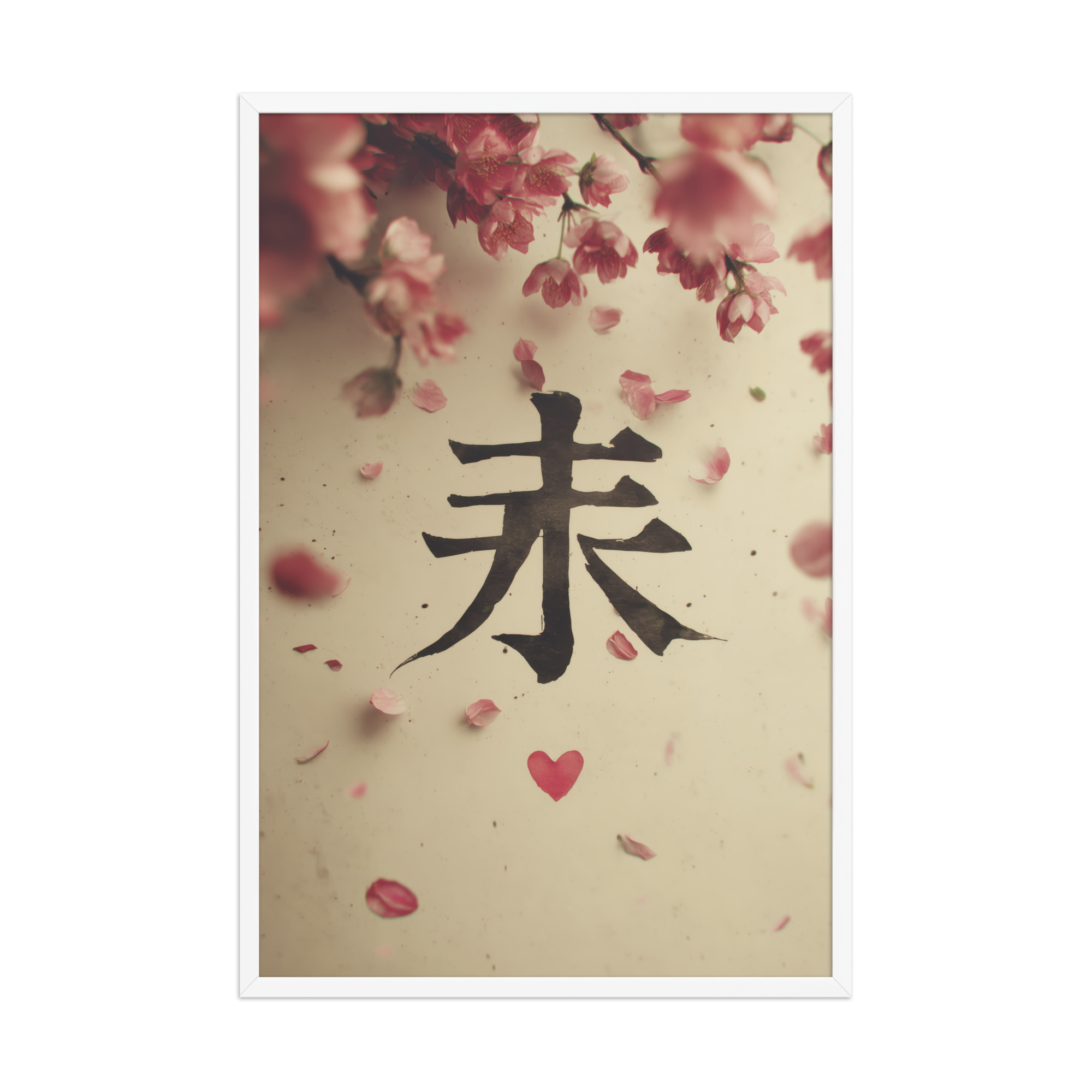 enhanced-matte-paper-framed-poster-in-white-24x36-front-68f9d29a658dc.jpg Sakura Love — Cherry Blossom, Japanese Calligraphy Wall Decor — Framed Poster - Image 24